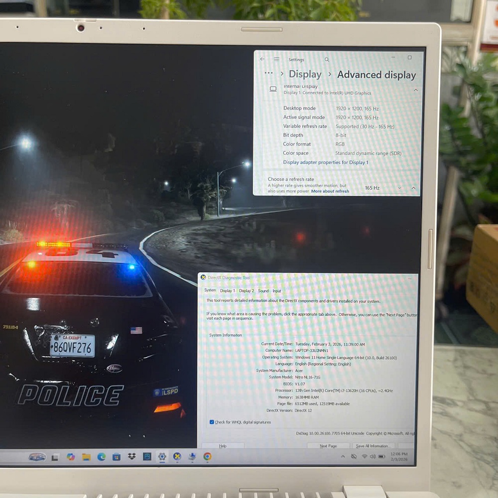 Acer Nitro Lite 16 NL16-71G-71UJ CORE™ I7-13620H RAM 16GB SSD 512GB  RTX 3050 6GB MÀN HÌNH : 16 Inch FHD+ 165Hz
