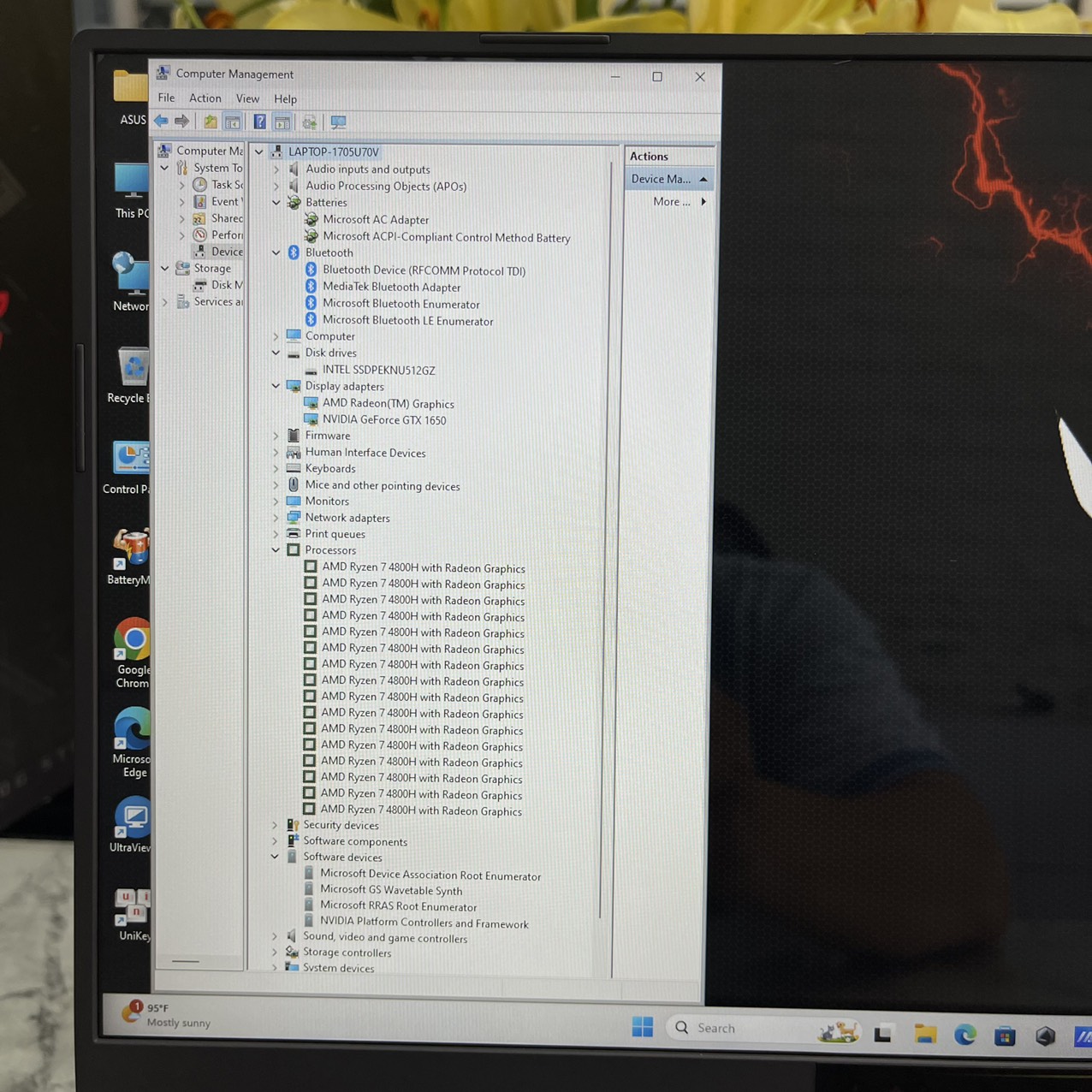  Asus ROG Strix G15 G513IH Ryzen 7-4800H RAM  16Gb SSD 512gb GTX 1650 4GB MÀN HÌNH : 15.6 FHD IPS 144Hz