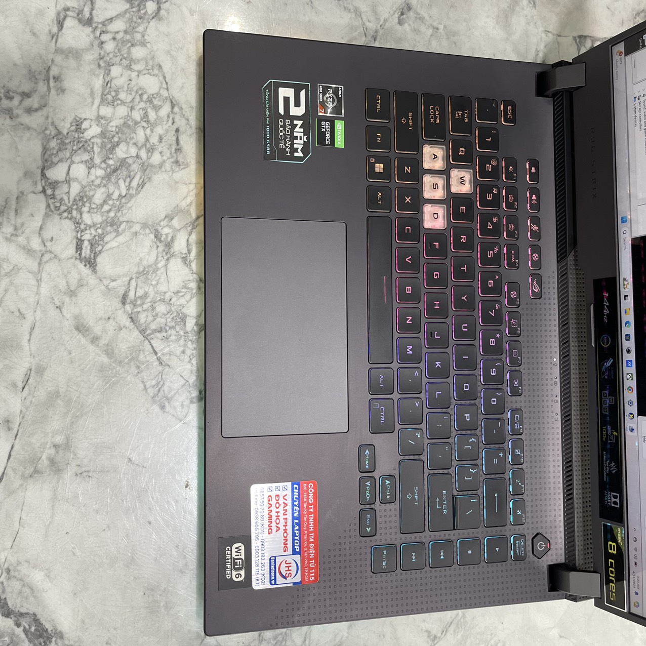  Asus ROG Strix G15 G513IH Ryzen 7-4800H RAM  16Gb SSD 512gb GTX 1650 4GB MÀN HÌNH : 15.6 FHD IPS 144Hz