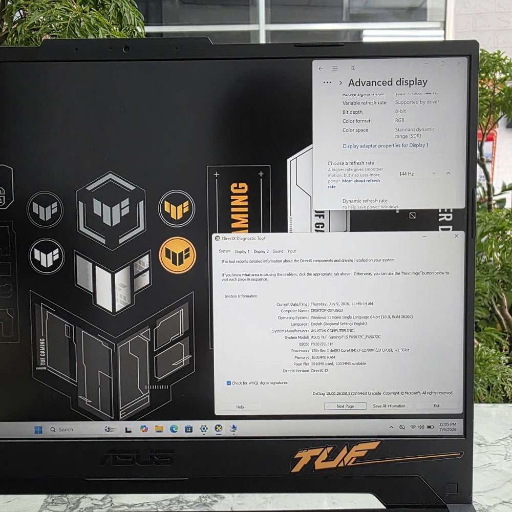 Gaming - Đồ Họa ASUS F15 FX507ZC Máy LikeNew CORE™ I7-12700H RAM 16GB SSD 512GB RTX™ 3050 MÀN HÌNH : 15.6 Inch 144Hz