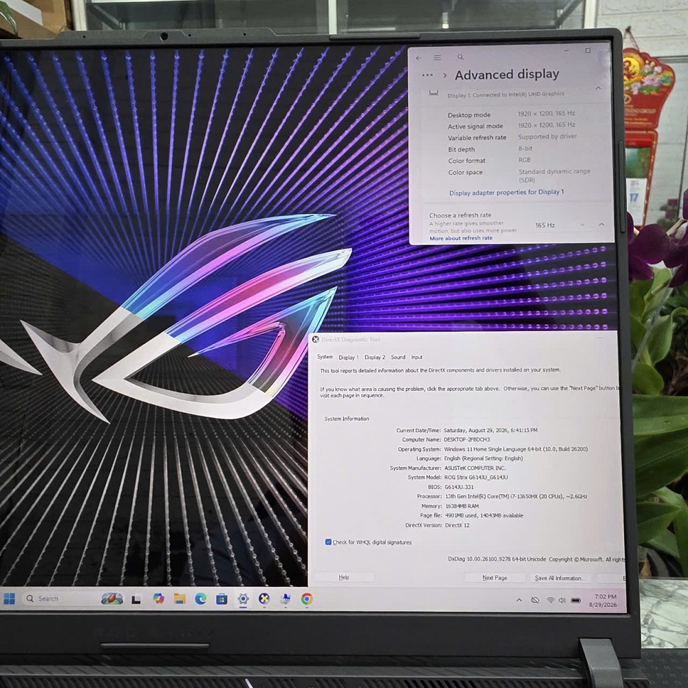 Gaming - Đồ Họa ASUS ROG Strix G16 G614JU-N3777W Máy LikeNew CORE I7-13650HX RAM 16GB SSD 512GB RTX 4050 6GB MÀN HÌNH : 16"WUXGA 165hz