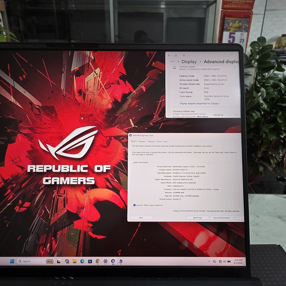 Gaming - Đồ Họa Asus ROG Zephyrus M16 GU603ZW CORE I9-12900H RAM 16GB SSD 512GB RTX 3070 Ti 8GB GDDR6 MÀN HÌNH : 16.0'' Inch WQXGA 165Hz