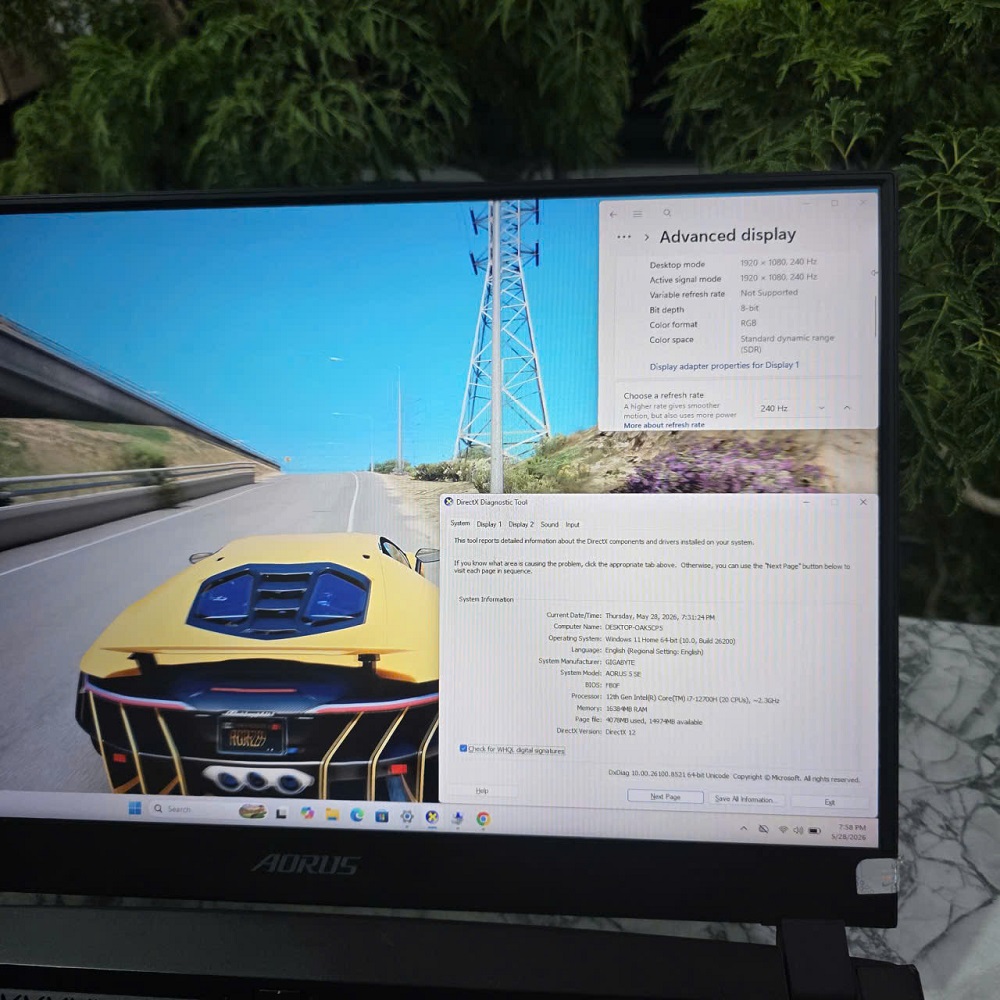 Gaming - Đồ Họa Gigabyte AORUS 5 SE4 CORE I7-12700H RAM 16GB SSD 512GB RTX 3070 8GB MÀN HÌNH : 15.6 Inch FHD IPS 240Hz 