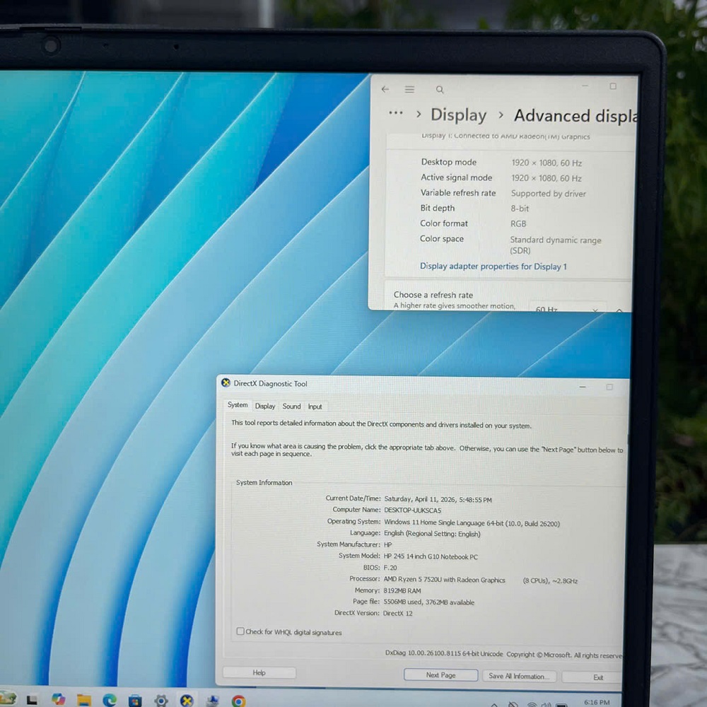 HP 245 G10 RYZEN 5 7520U RAM 8GB SSD 512GB MÀN HÌNH : 14"FHD IPS 