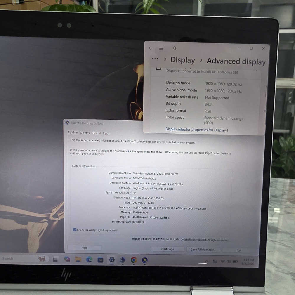 HP EliteBook X360 1030 G3 CORE I5-8250U RAM 8GB SSD 256GB MÀN HÌNH : 13.3INCH IPS TOUCH XOAY GẬP 360