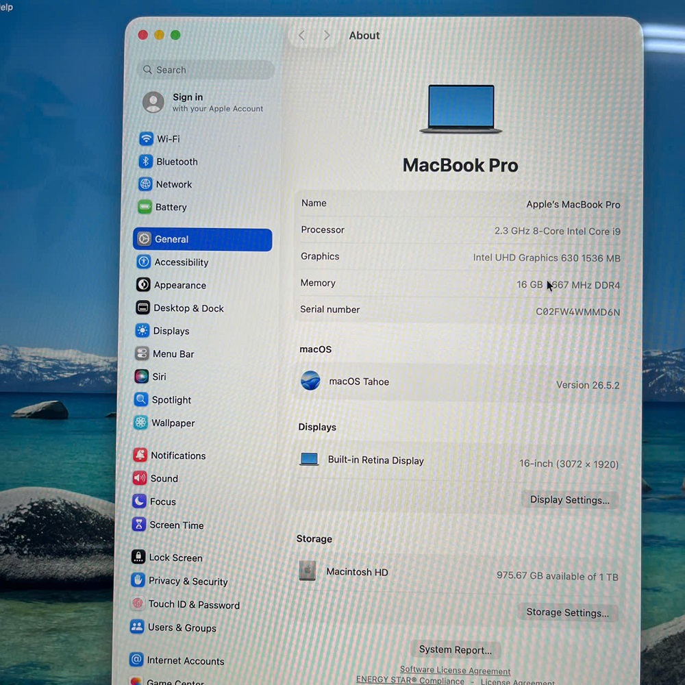 MacBook Pro 2019-16 Inch CORE I9 RAM 16GB SSD 1.000GB Radeon Pro 5500M 4GB Touch Bar - Silver