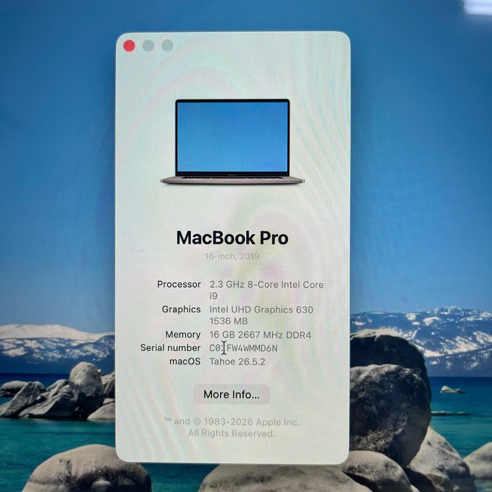 MacBook Pro 2019-16 Inch CORE I9 RAM 16GB SSD 1.000GB Radeon Pro 5500M 4GB Touch Bar - Silver