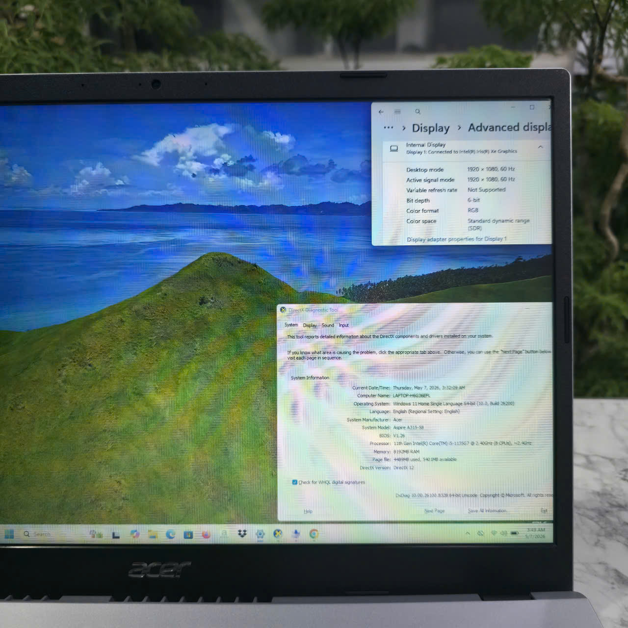 ACER Aspire 3 A315-58G-54M5 CORE I5-1135G7 RAM 8GB SSD 512GB MÀN HÌNH : 15.6 Inch FullHD IPS 