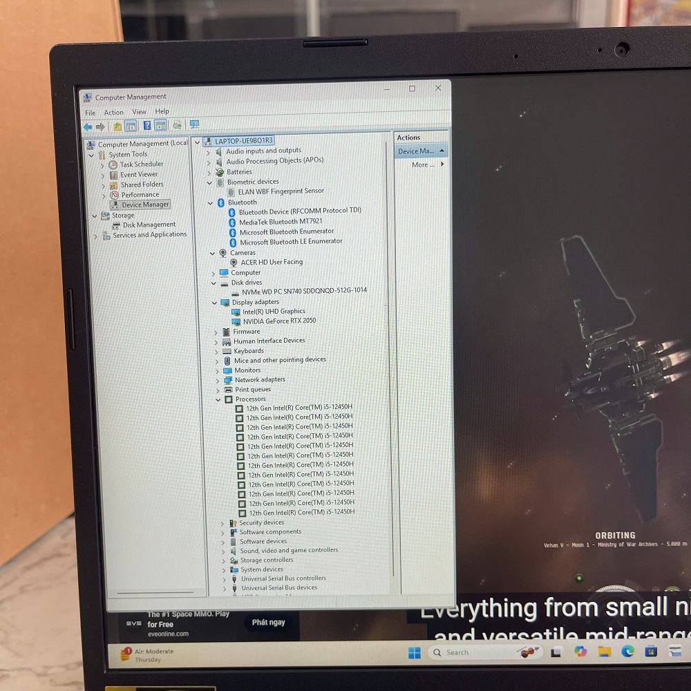  ACER Aspire 7 A715-76G-55T6 CORE I5-12450H SSD 512GB RAM 16GB RTX 2050 MÀN HÌNH : 15.6'' 144Hz