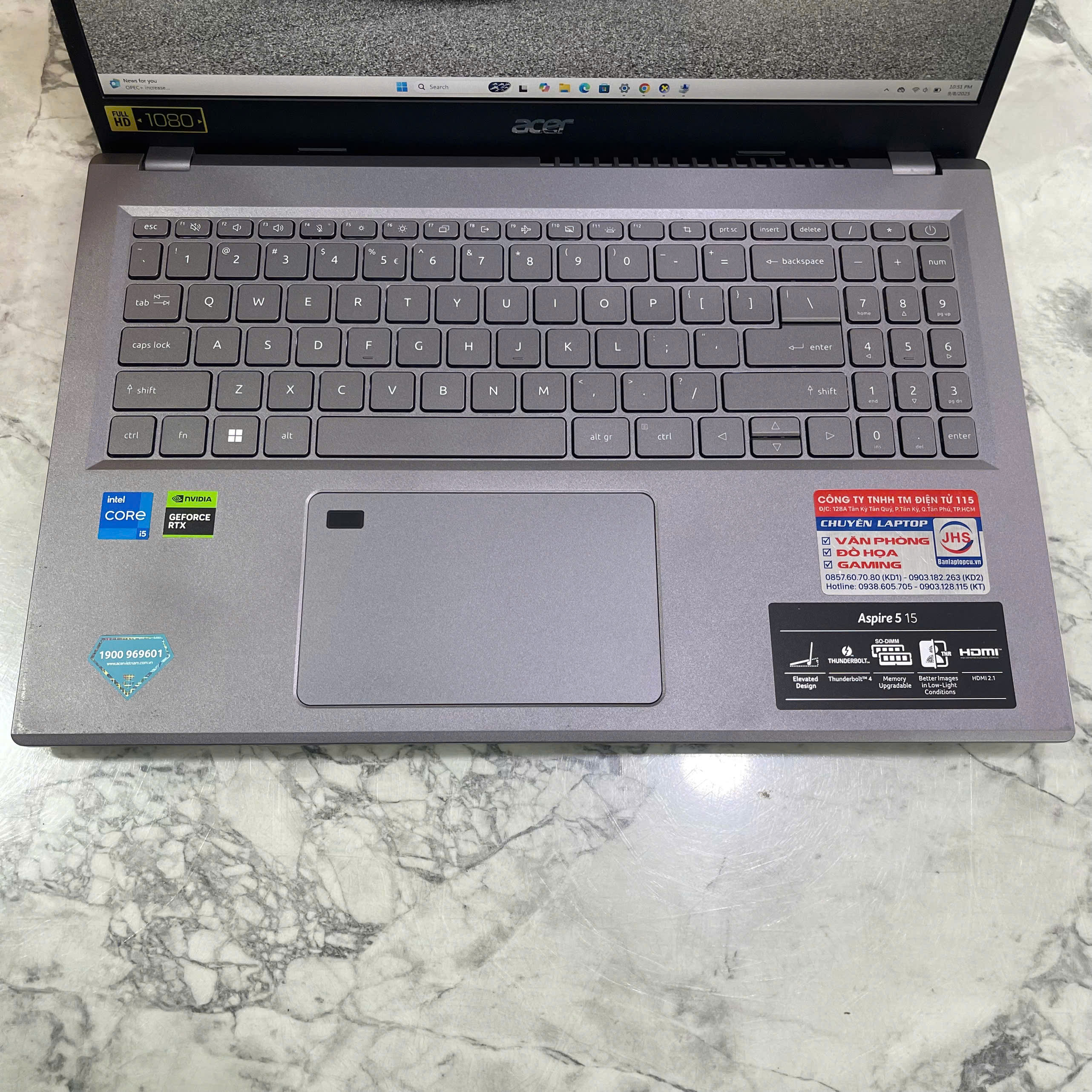 Acer Gaming Aspire 5 A515-58GM Máy LikeNew Core I5-13420H  RAM 16GB SSD 512GB Card RTX 2050 4GB Màn Hình 15.6Inch Fhd IPS 