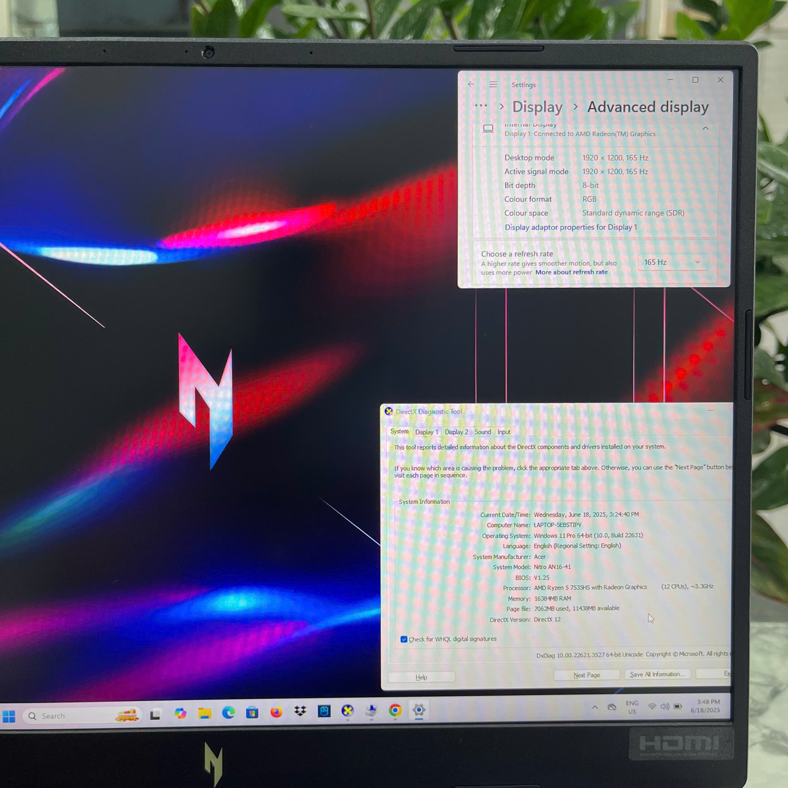 Acer Nitro 16 Phoenix AN16-41-R3NK (LikeNew-Full Box) Ryzen 5-7535HS  Ram 16GB  Ssd 2.000GB RTX 4050 6GB, Màn hình : 16 Inch WUXGA 165Hz ,sRGB 100%, 400 nits 