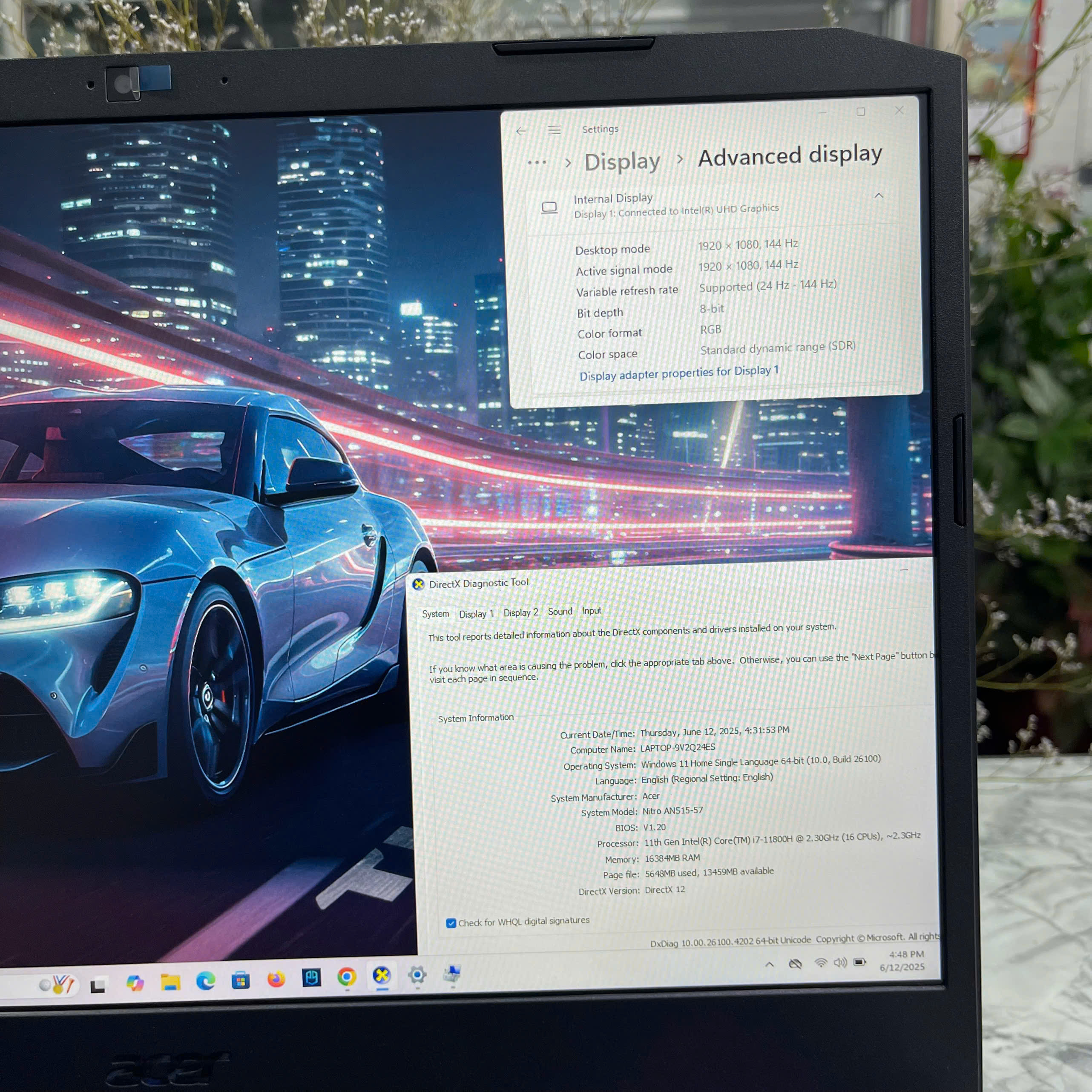  Acer Nitro AN515-57 (Máy LikeNew) Core I7-11800H Ram 16gb Ssd 1.000 gb Nvidia RTX 3070 8GB Màn Hình 15.6″ FHD IPS 144Hz.