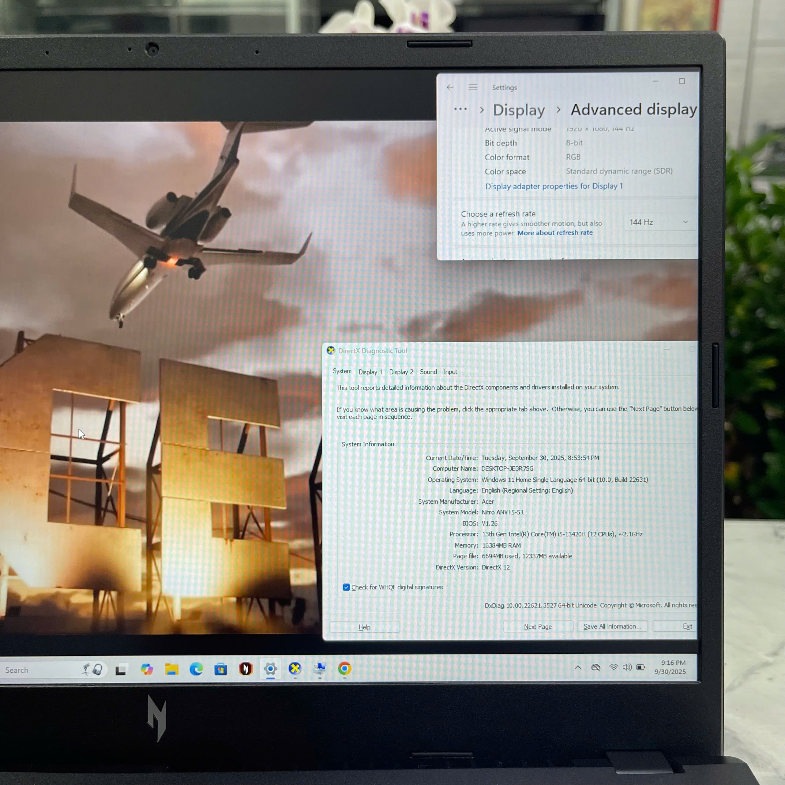 Acer Nitro V ANV15-51-55CA (Máy LikeNew-Còn Bảo Hành Hãng 2 NĂM )  Core I5-13420H RAM 16GB SSD 512GB RTX™ 4050 6GB MÀN HÌNH : 15.6 Inch 144Hz 