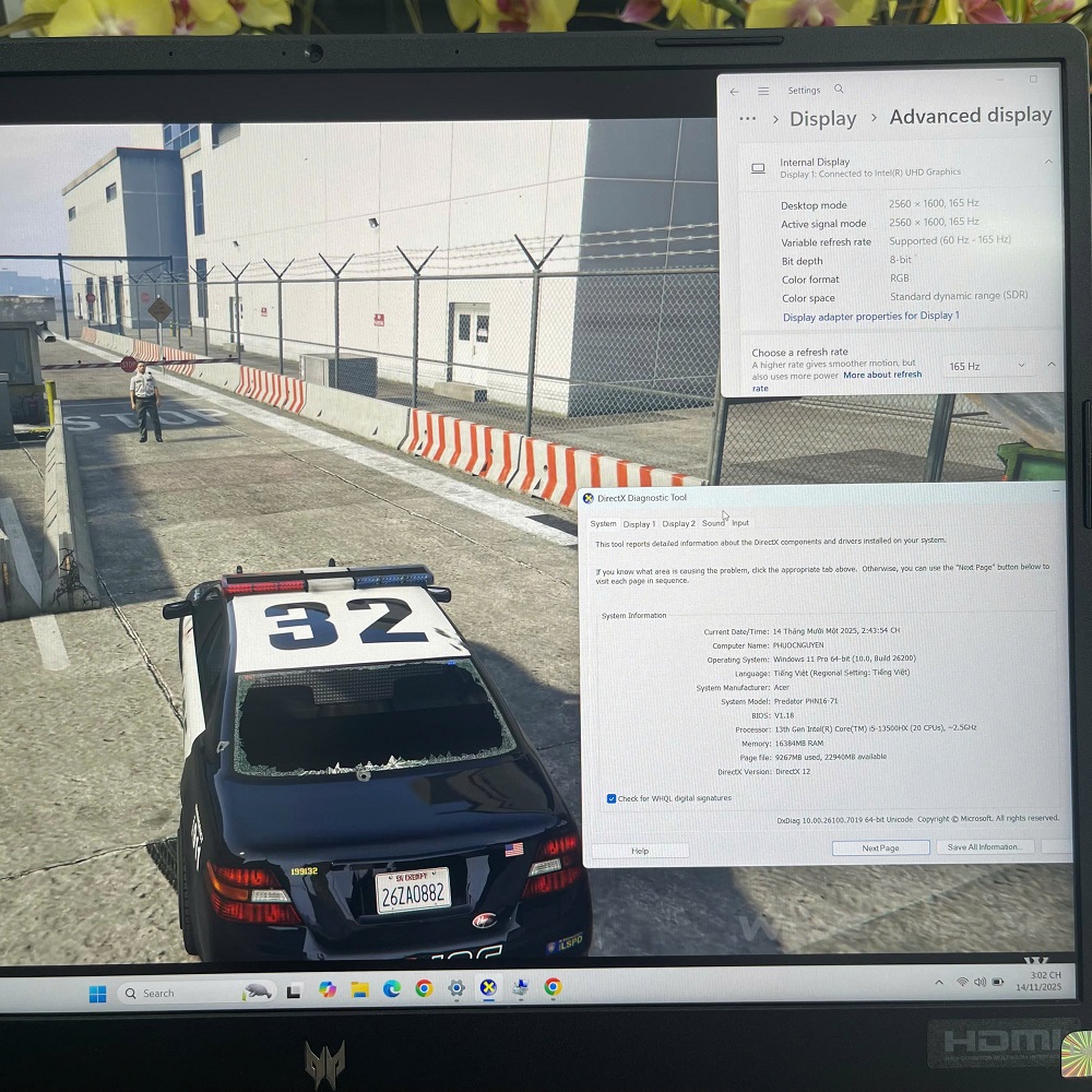 Acer Predator Helios Neo PHN16-71-5606 CORE I5-13500HX RAM 16GB SSD 512GB  RTX 4060 8GB MÀN HÌNH : 16'' 2K+ 165Hz