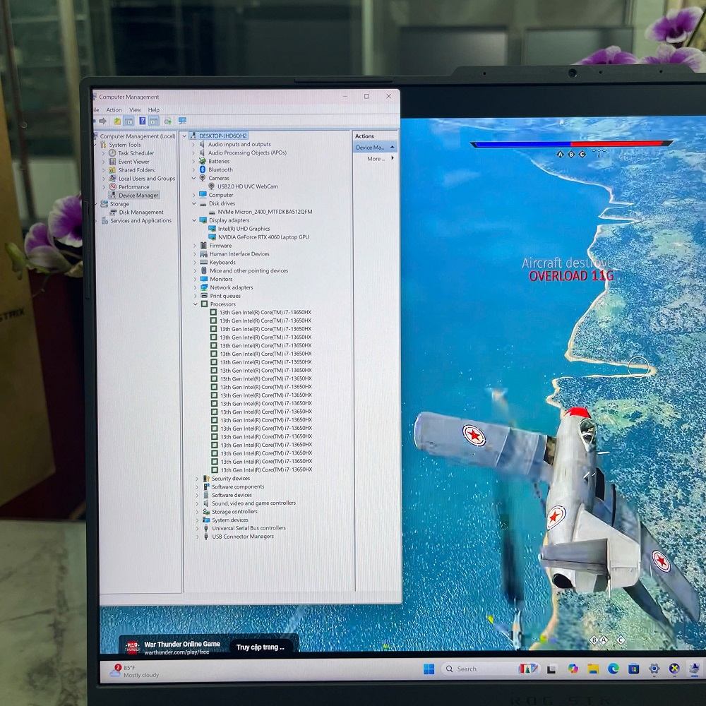 Asus ROG Strix G16 G614JV MÁY Likenew Fullbox CORE™ I7-13650HX RAM 16GB SSD 512GB RTX 4060 8GB MÀN HÌNH : 16 Inch WUXGA 165Hzz