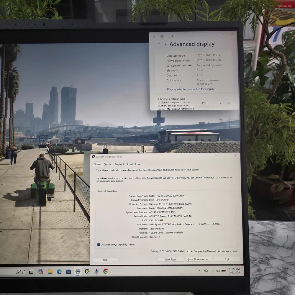 ASUS TUF A16 ADVANTAGE EDITION FA617NX (MÁY NEW OPEN BOX) RYZEN 7- 7735HS RAM 16GB SSD 1T VGA RADEON™ RX 7700S 8G MÀN HÌNH : 16 INCH FHD+ 165Hz