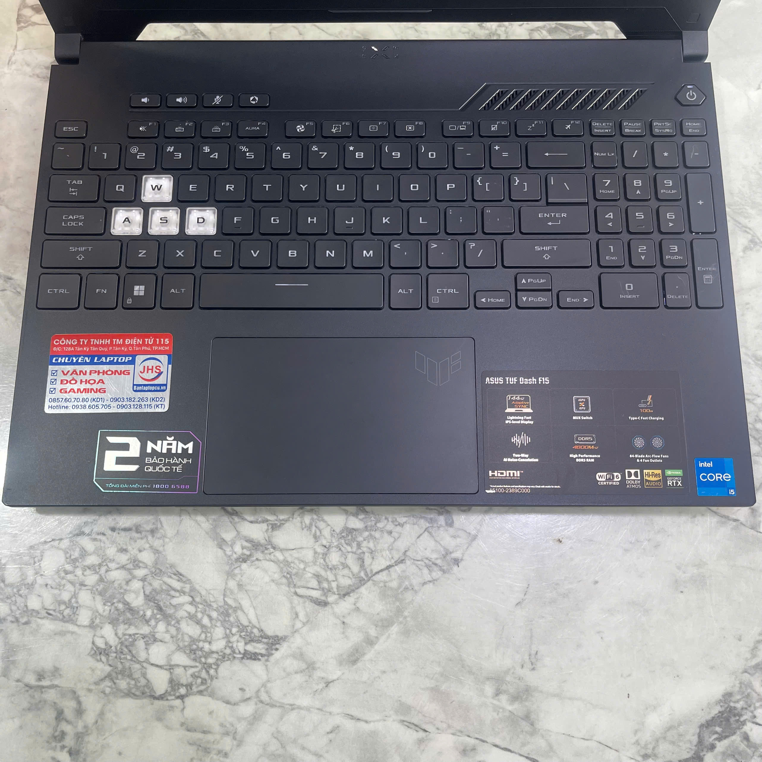 Asus TUF Dash F15 FX517ZE-HN045W Core I5-12450H RAM 8GB SSD 512GB Vga RTX 3050Ti (4GB) MÀN : 15.6 Inch IPS 144Hz