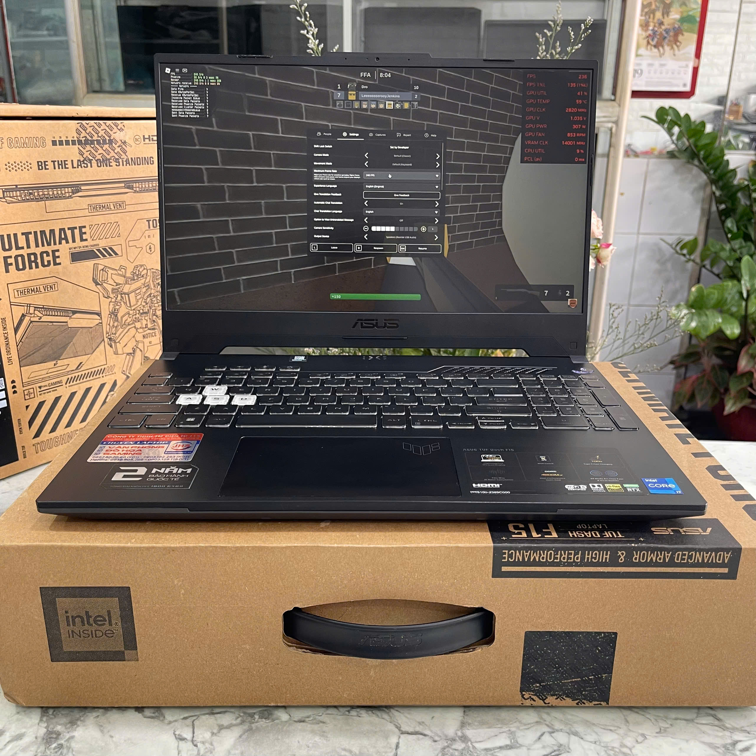 Asus TUF Dash F15 FX517ZM- HN480W Core I7-12650H Ram 8gb Ssd 512gb Vga RTX 3060 (6GB) Màn 15.6 Inch IPS 144Hz