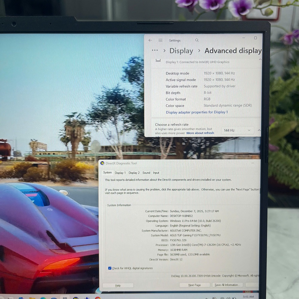 Asus TUF F15 FX507VU Core I7-13620H RAM 16GB  SSD 512GB Vga RTX 4050 (6GB) MÀN HÌNH : 15.6 Inch IPS 144Hz