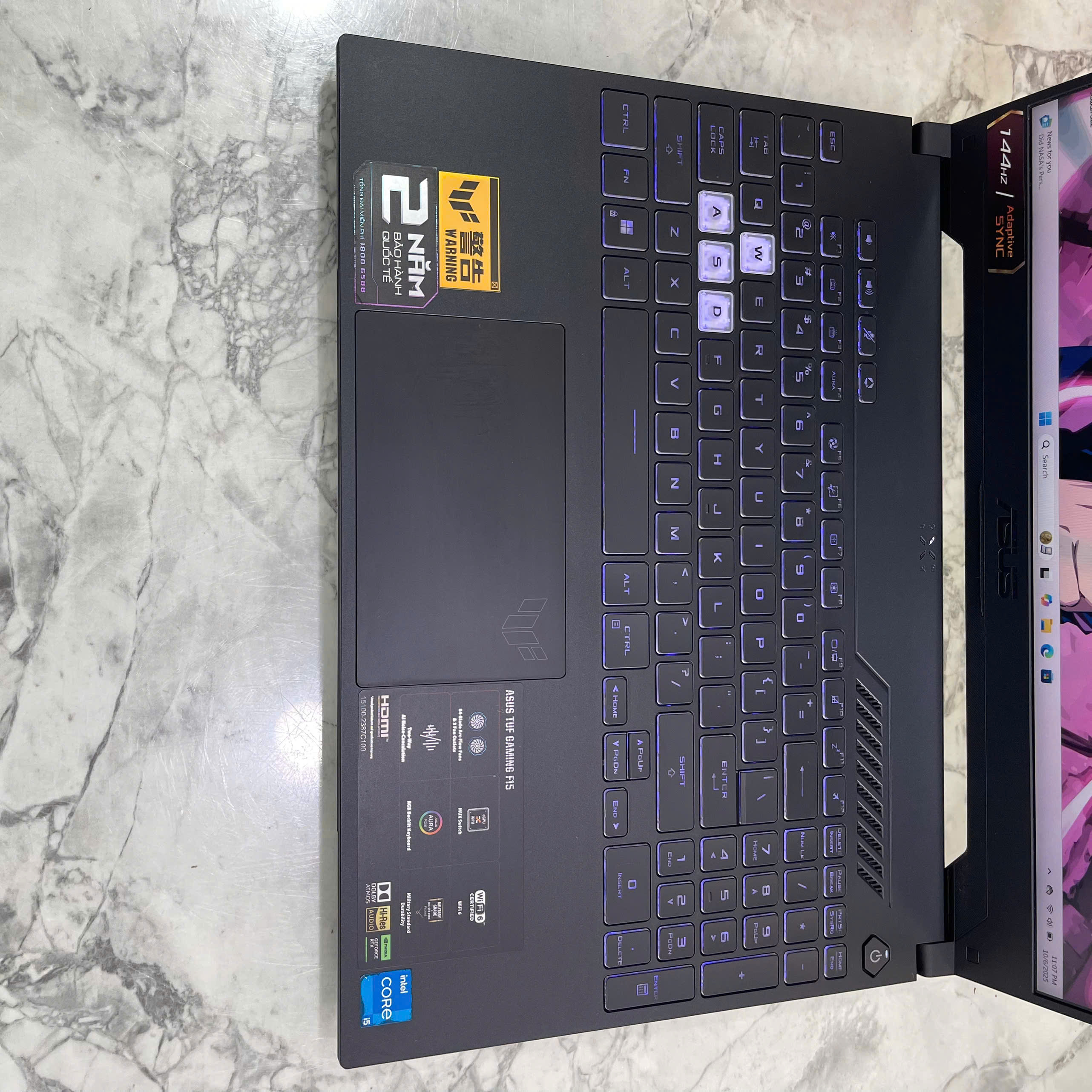  Asus TUF F15 FX507ZC4 Core I5-12500H RAM 32Gb SSD 1.000GB VÀ 512GB RTX 3050 4GB Màn 15.6” IPS 144Hz 