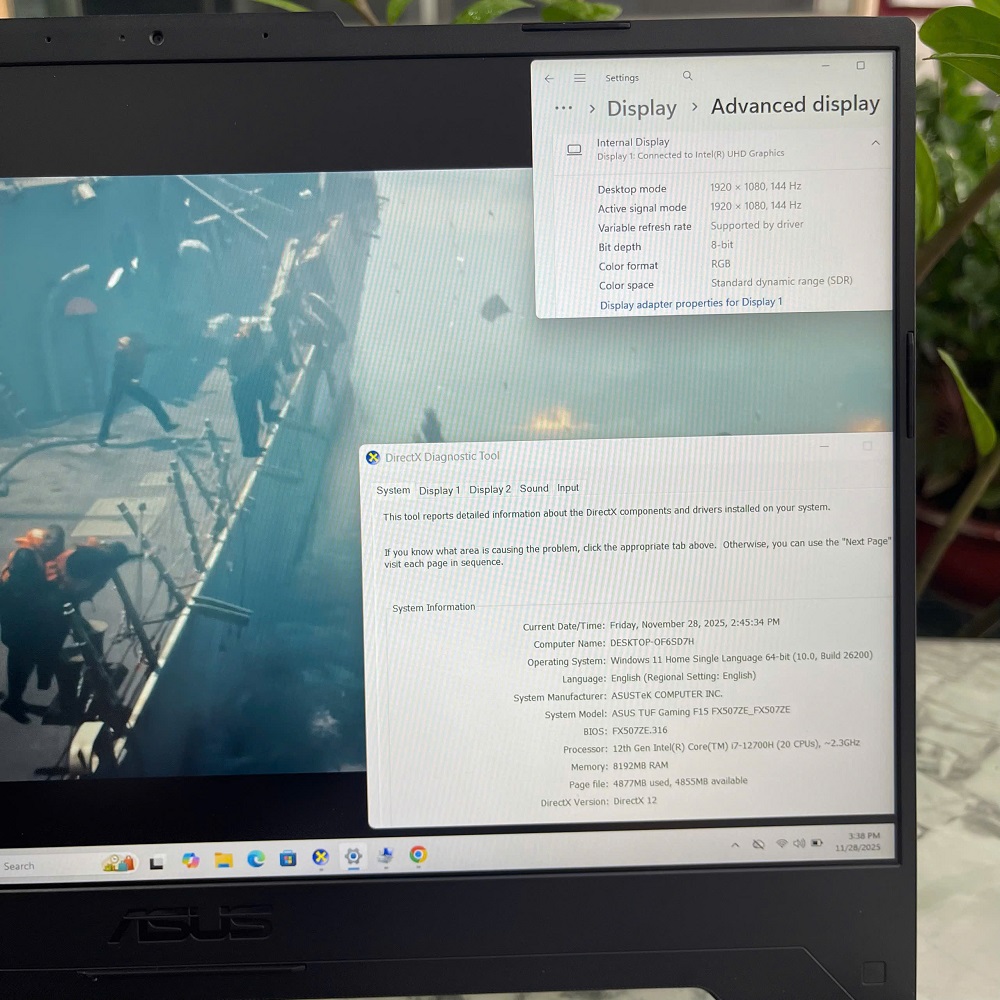 ASUS TUF F15 FX507ZE CORE I7-12700H RAM 8GB SSD 512GB  RTX 3050Ti (4GB) MÀN 15.6 Inch IPS 144Hz