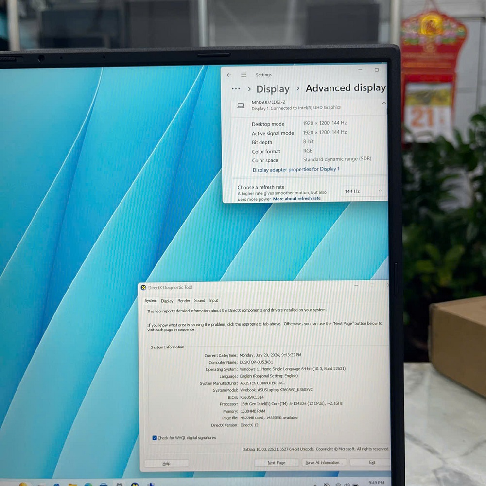 ASUS Vivobook 16X K3605VC CORE I5-13420H RAM 16GB SSD 512GB RTX™ 3050 4GB MÀN HÌNH : 16.0 WUXGA 144Hz