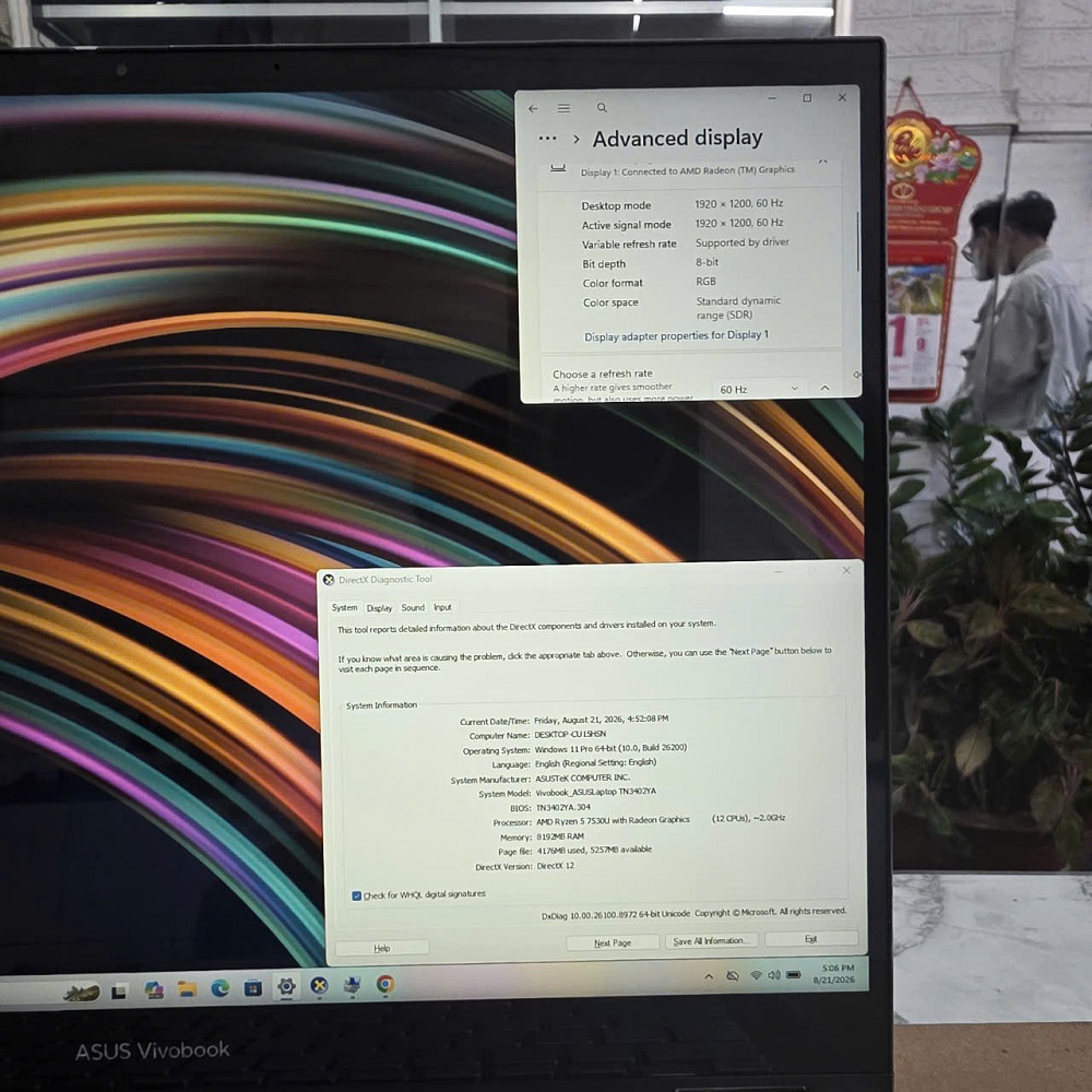 ASUS Vivobook S14 Flip TN3402YA RYZEN 5 7530U RAM 8GB SSD 512GB MÀN HÌNH : 14 INCH FHD+ TOUCH XOAY GẬP 360