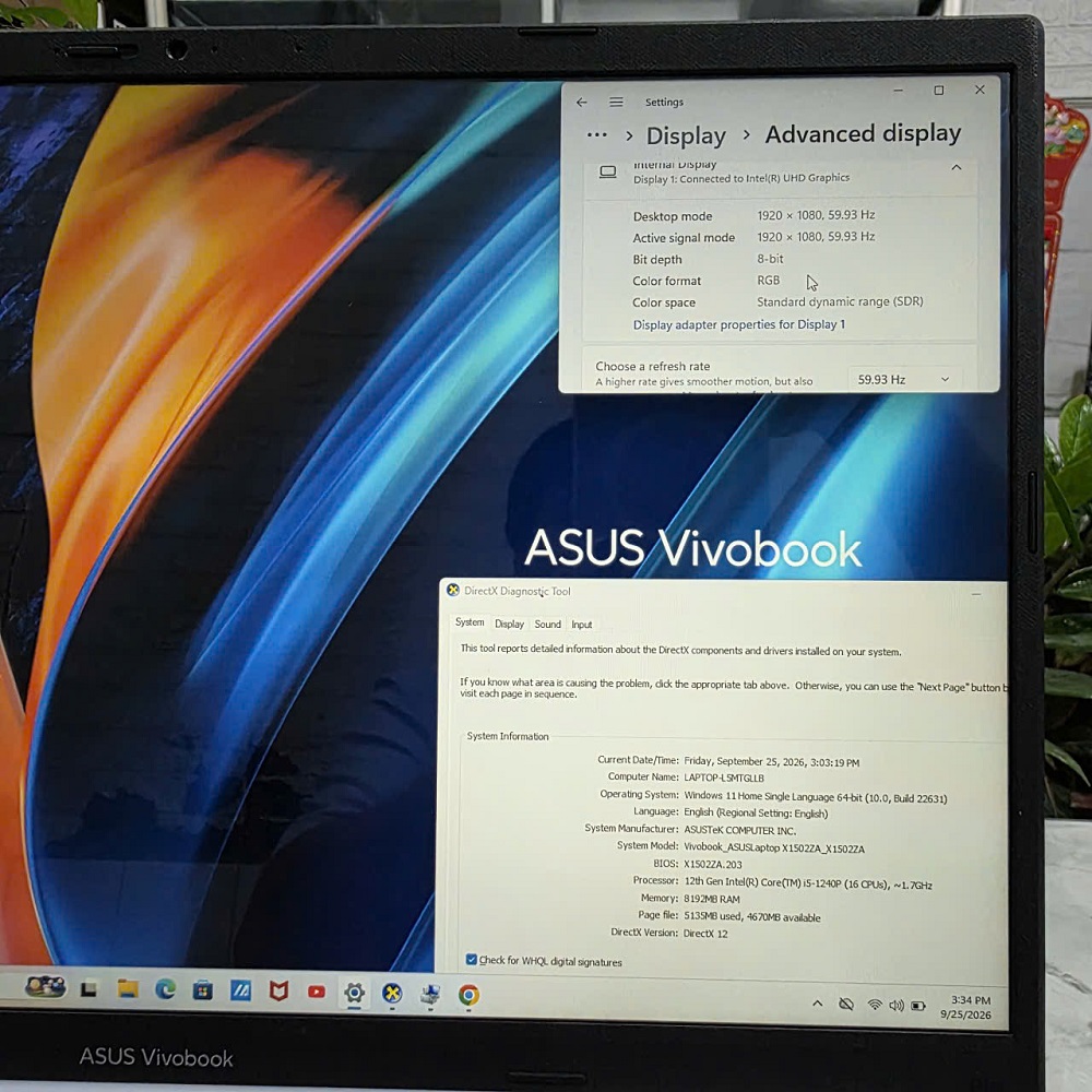 Asus Vivobook X1502ZA-BQ126W CORE™ I5-1240P RAM 8GB SSD 512GB MÀN HÌNH : 15.6''IPS
