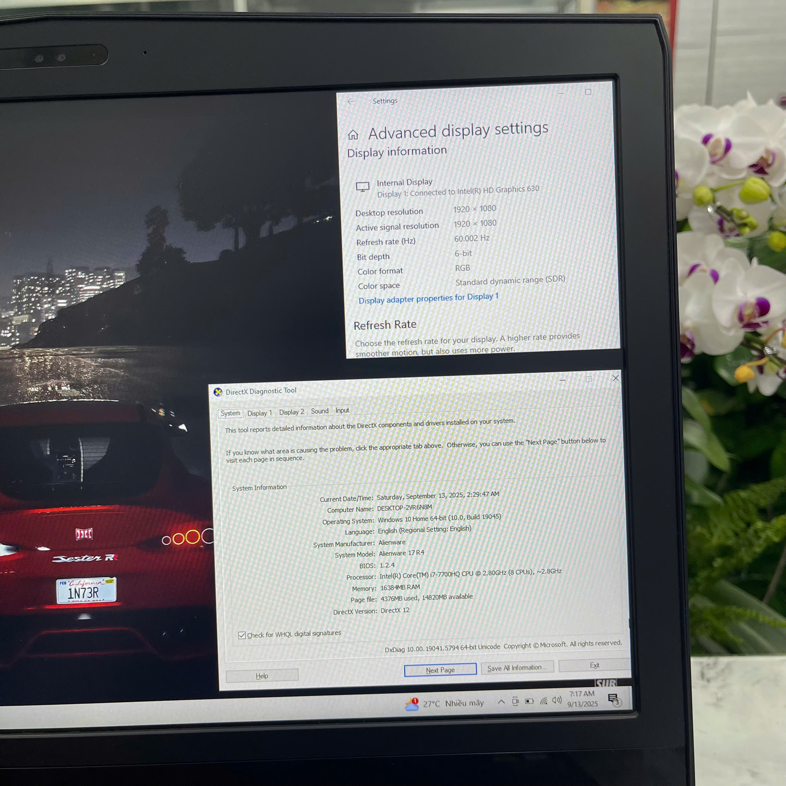 Dell Alienware 17 R4 Core I7-7700HQ RAM 16GB SSD 512GB GTX 1060 6GB MÀN HÌNH : 17.3″ FHD IPS