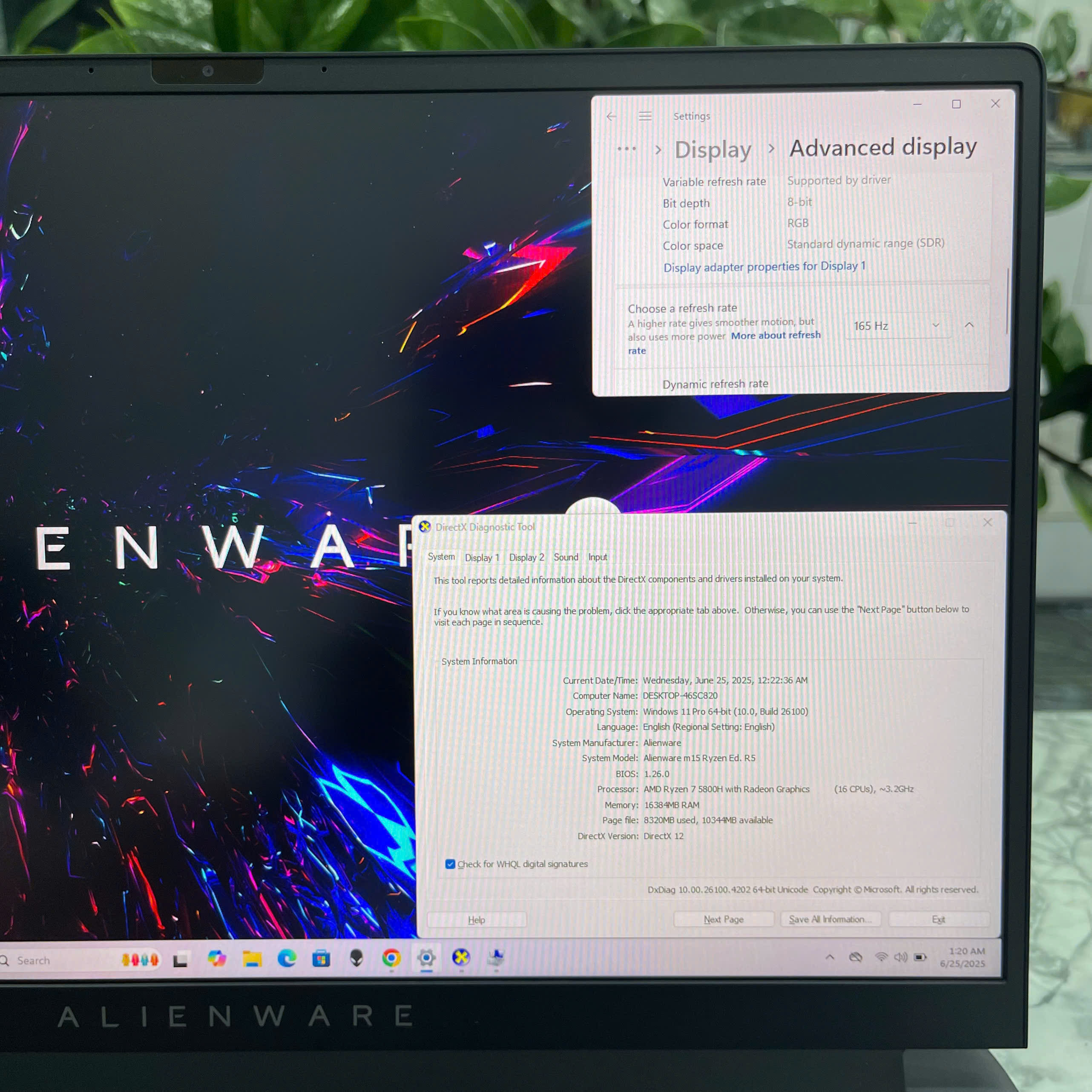 Dell Alienware M15 R5 Ryzen 7-5800H Ram 16GB Ssd 512GB Màn Hình : 15.6 Inch FHD 165Hz 100% sRGB