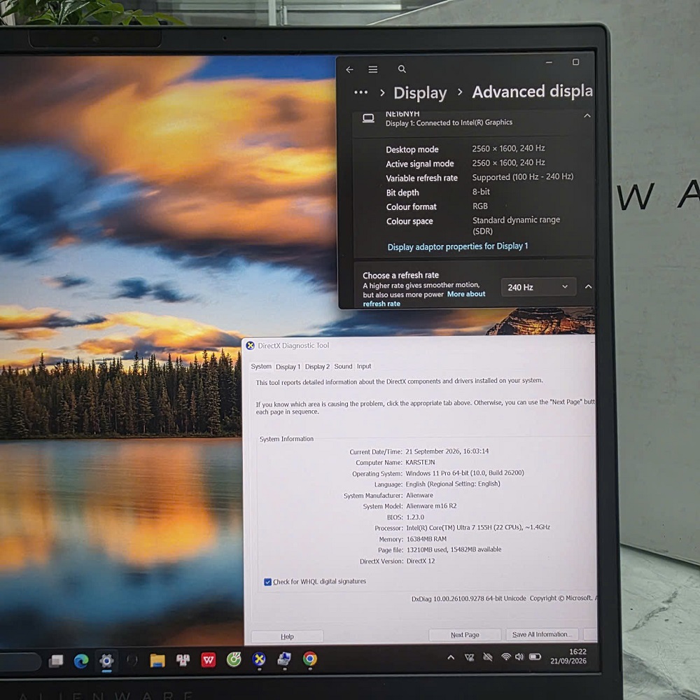 Dell Alienware M16 R2 (2024) CORE ULTRA 7 155H RAM 16GB SSD 1TB RTX 4070 8GB MÀN HÌNH : 16Inch QHD+