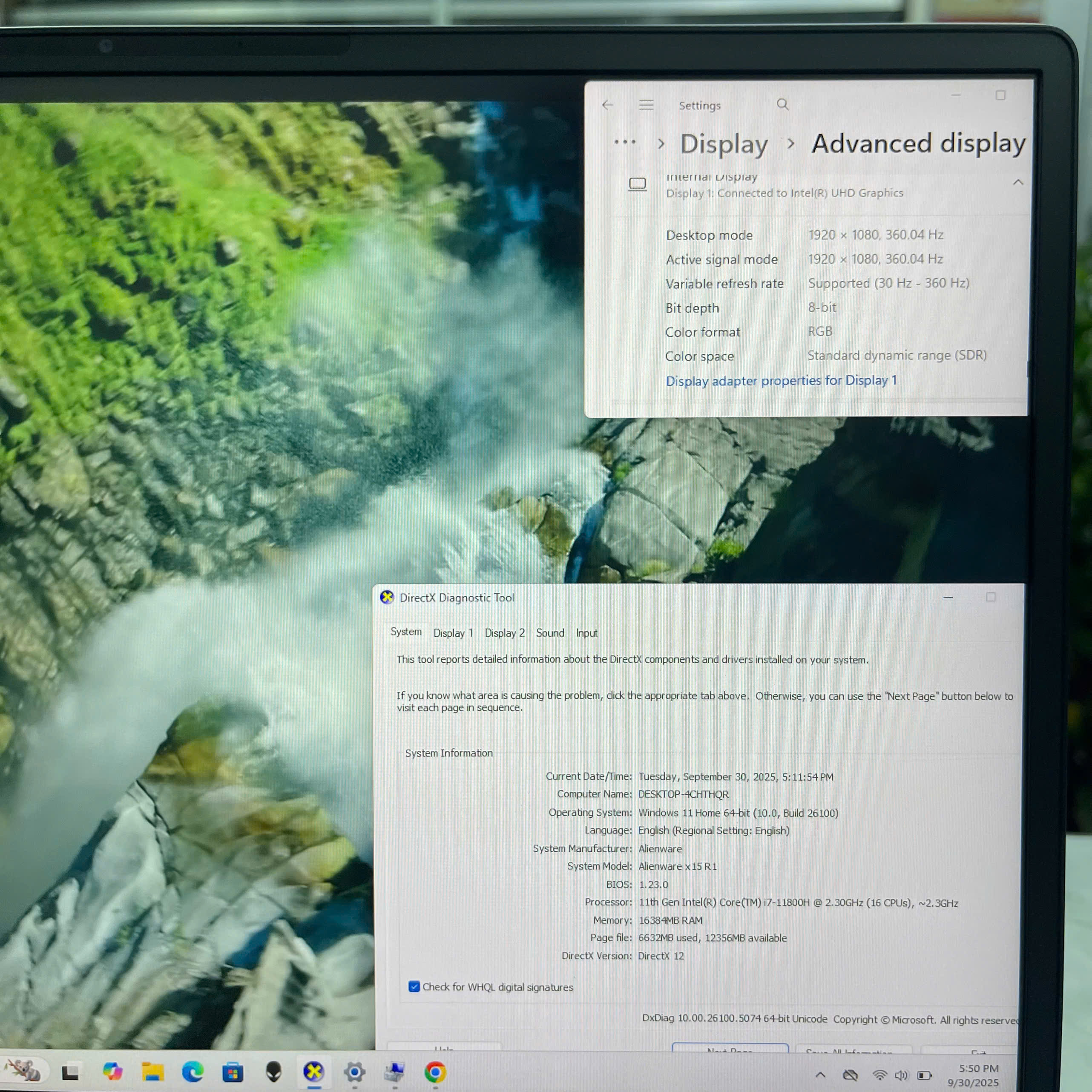 Dell Alienware X15 R1 Máy LikeNew Core I7-11800H RAM 16GB SSD 512GB RTX 3070 8GB Màn Hình : 15.6 Inch FHD 360Hz 
