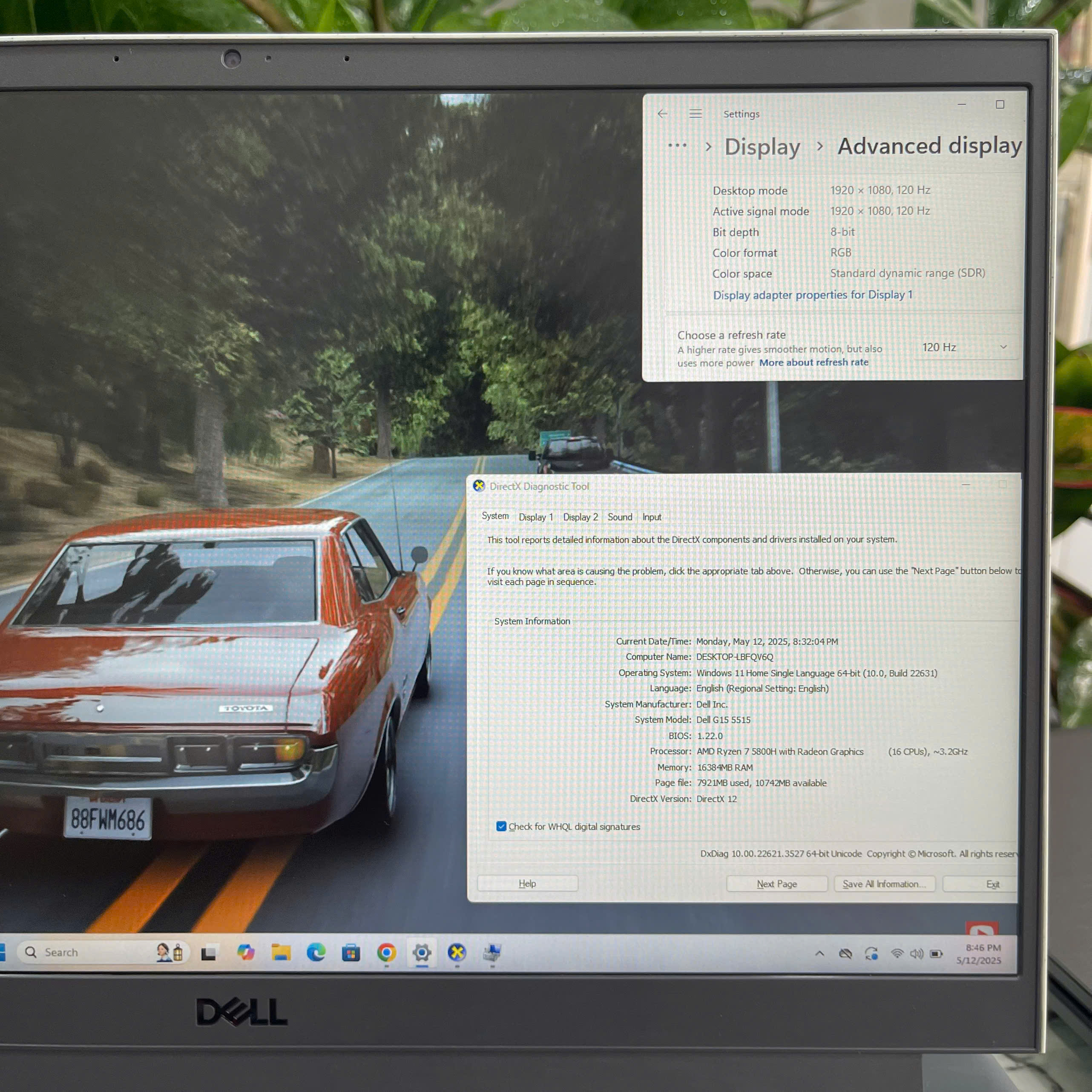  Dell G15 5515 [Like New] Ryzen 7-5800H Ram 16gb Ssd 512gb Nvidia RTX 3050Ti  Màn hình 15.6''IPS Fhd 120Hz