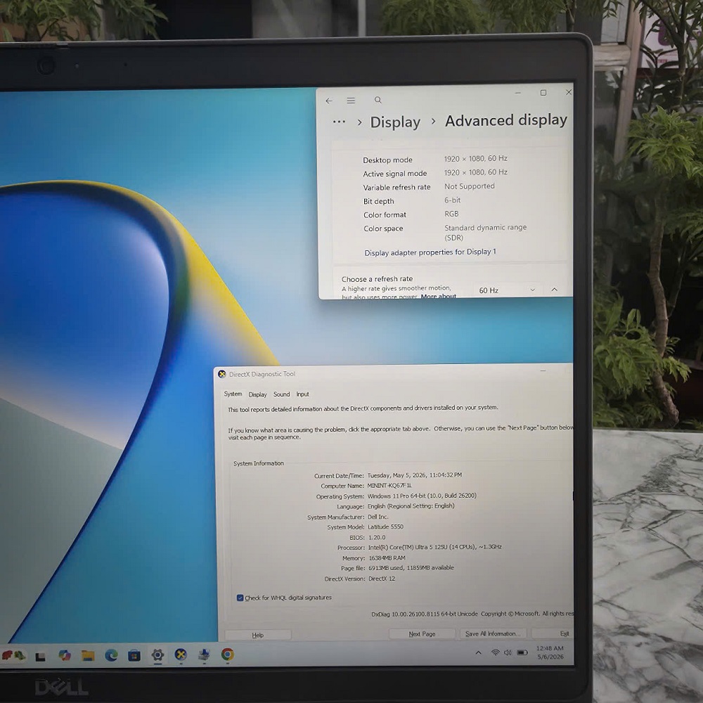 Dell Latitude 5550 CORE Ultra 5 125U RAM 16GB SSD 256GB MÀN HÌNH : 15.6 Inch FHD IPS