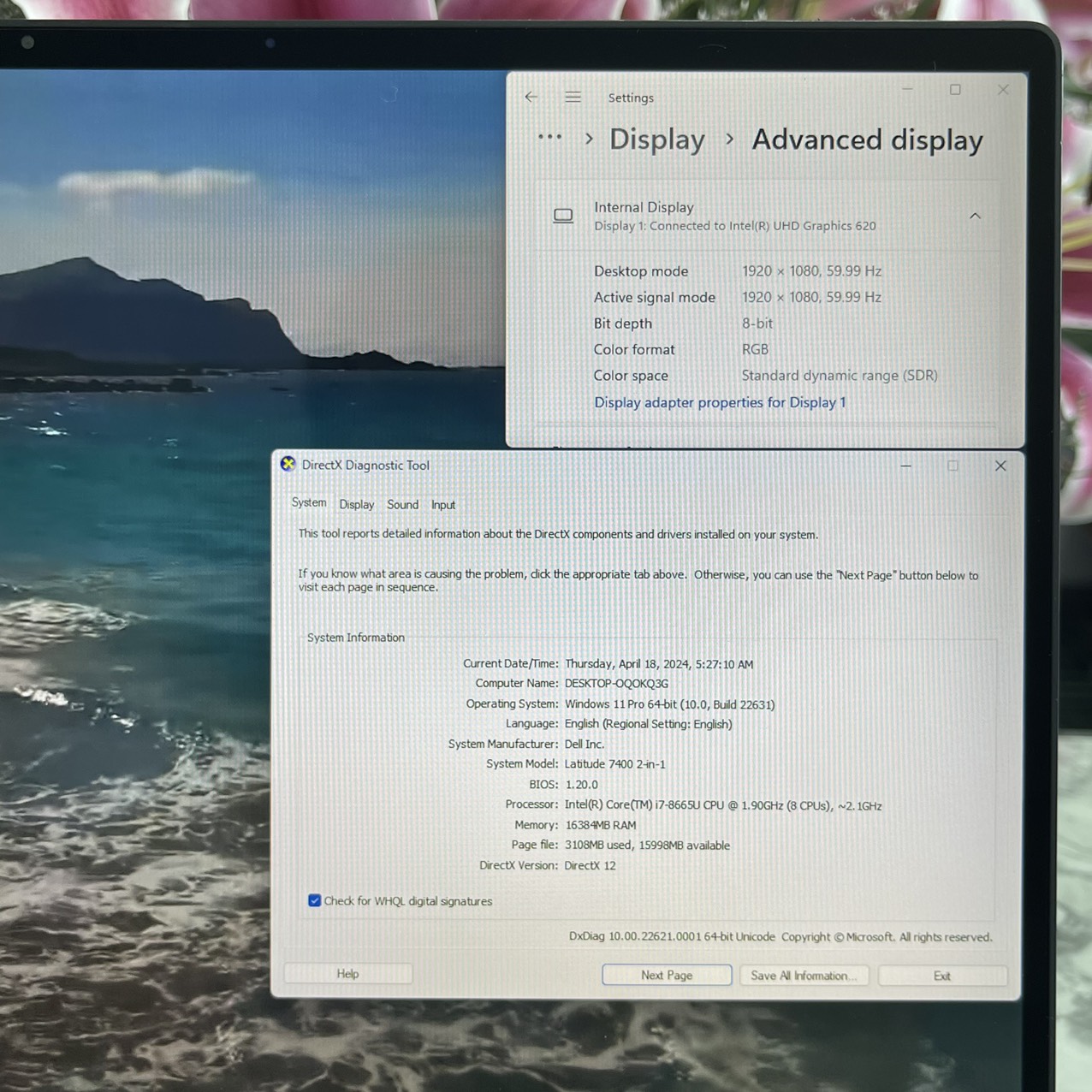 Dell Latitude 7400  Vỏ Nhôm Nguyên Khối Core I7-8665U Ram 16Gb Ssd 256Gb Màn Hình 14″ Fhd 