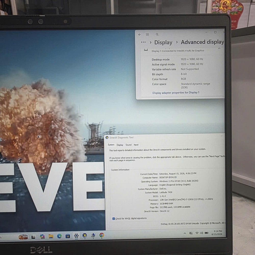 DELL LATITUDE 7430 Vỏ Nhôm Nguyên Khối CORE I7-1265U7 RAM 16GB SSD 256GB MÀN HÌNH : 14.0''Inch Fhd+ Touch