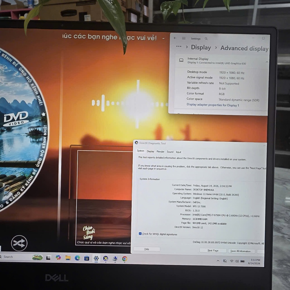 DELL XPS 15 7590 CORE I7-9750H RAM 16GB SSD 256GB GTX 1650 MÀN HÌNH : 15.6''Inch FHD IPS