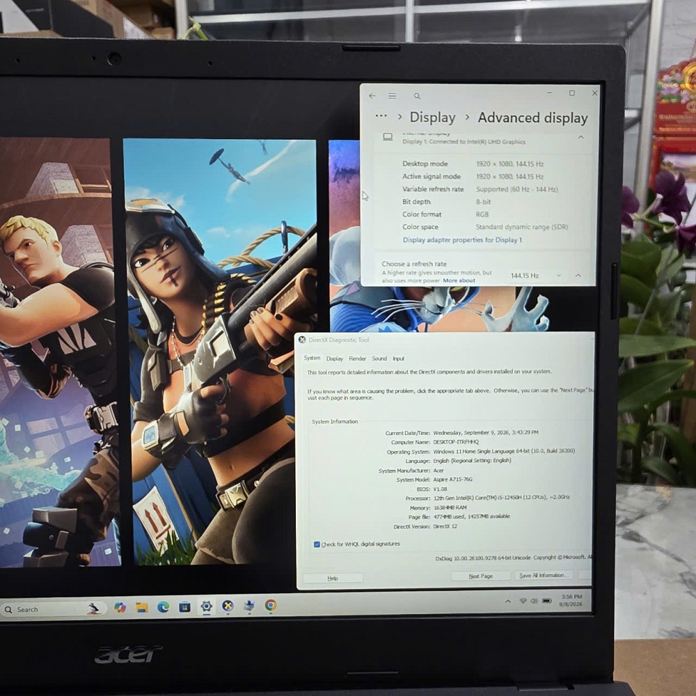 Gaming - Đồ Họa ACER Aspire 7 A715 76G 5806 CORE I5-12450H RAM 16GB SSD 512GB RTX 3050 4GB GDDR6 MÀN HÌNH : 15.6''IPS 144Hz