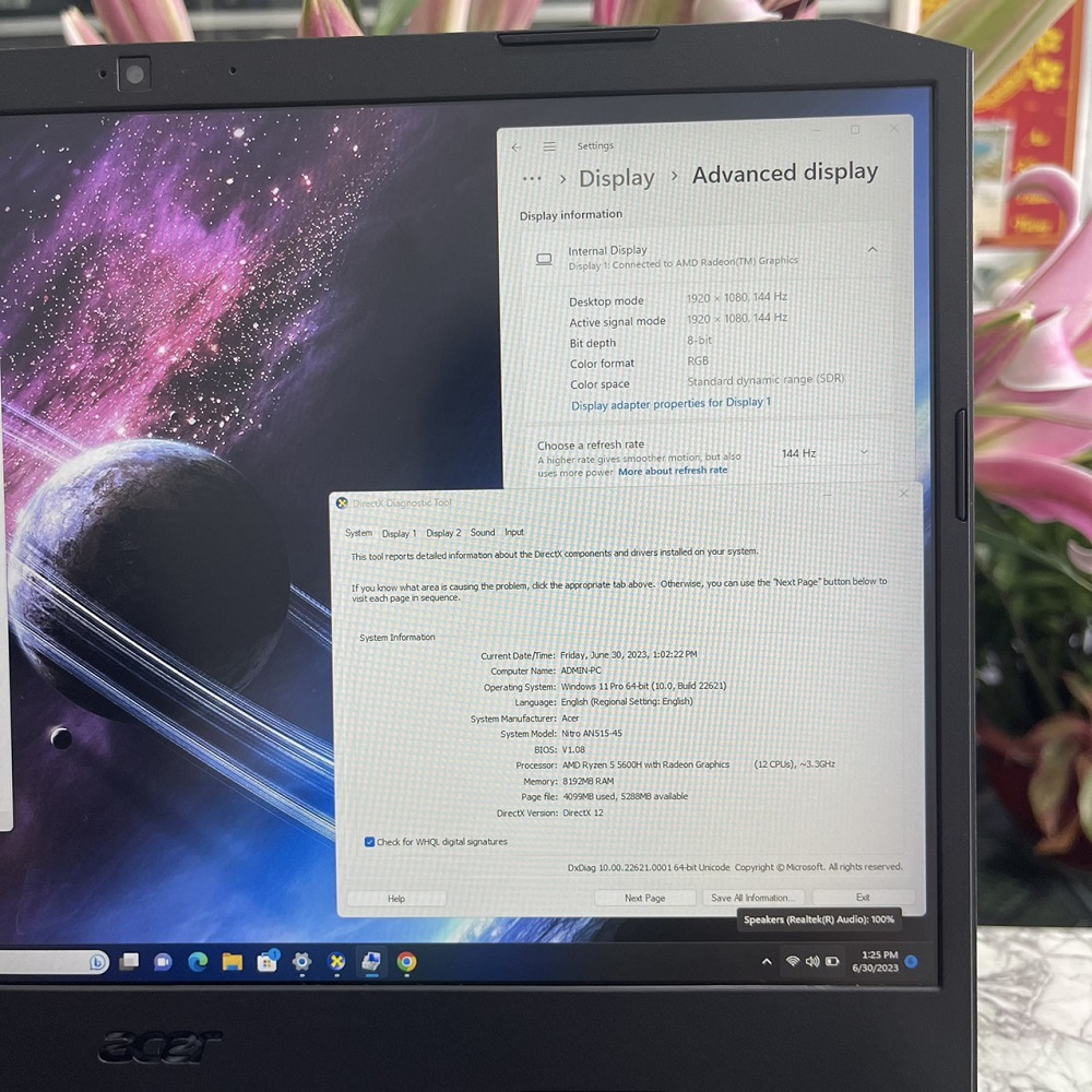 Gaming - Đồ Họa Acer Nitro 5 AN515-45-R6EV Ryzen 5-5600H SSD 512GB RAM 8GB GTX 1650 4GB MÀN HÌNH : 15.6''Inch IPS 144Hz