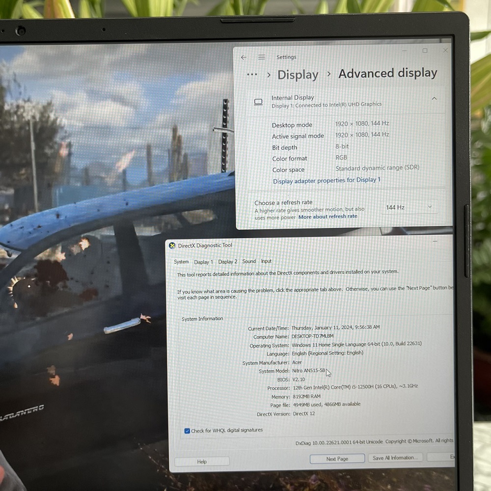 Gaming - Đồ Họa Acer Nitro 5 Tiger AN515-58-525P CORE I5-12500H RAM 8GB SSD 512GB RTX 3050 4GB MÀN HÌNH : 15.6″ FHD IPS 144Hz