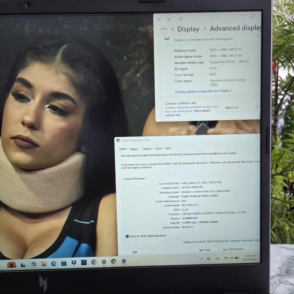 Gaming - Đồ Họa Acer Nitro V ANV15-51 Máy LikeNew RTX™ 4050 6GB GDDR6 CORE I7-13620H RAM 16GB SSD 512GB MÀN HÌNH : 15.6 Inch FHD IPS 144Hz