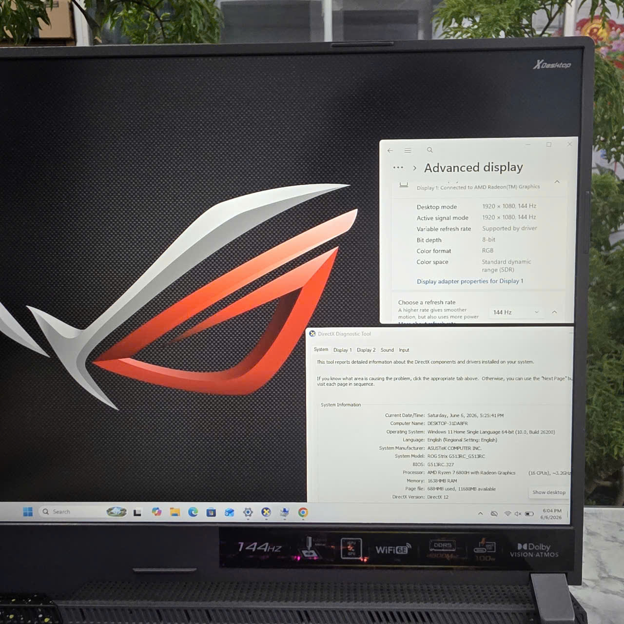 Gaming - Đồ Họa Asus ROG Strix G15 G513RC MÁY Likenew RYZEN 7-6800H RAM 16GB SSD 512GB RTX 3050 8GB MÀN HÌNH : 15.6" Fhd IPS 144Hz