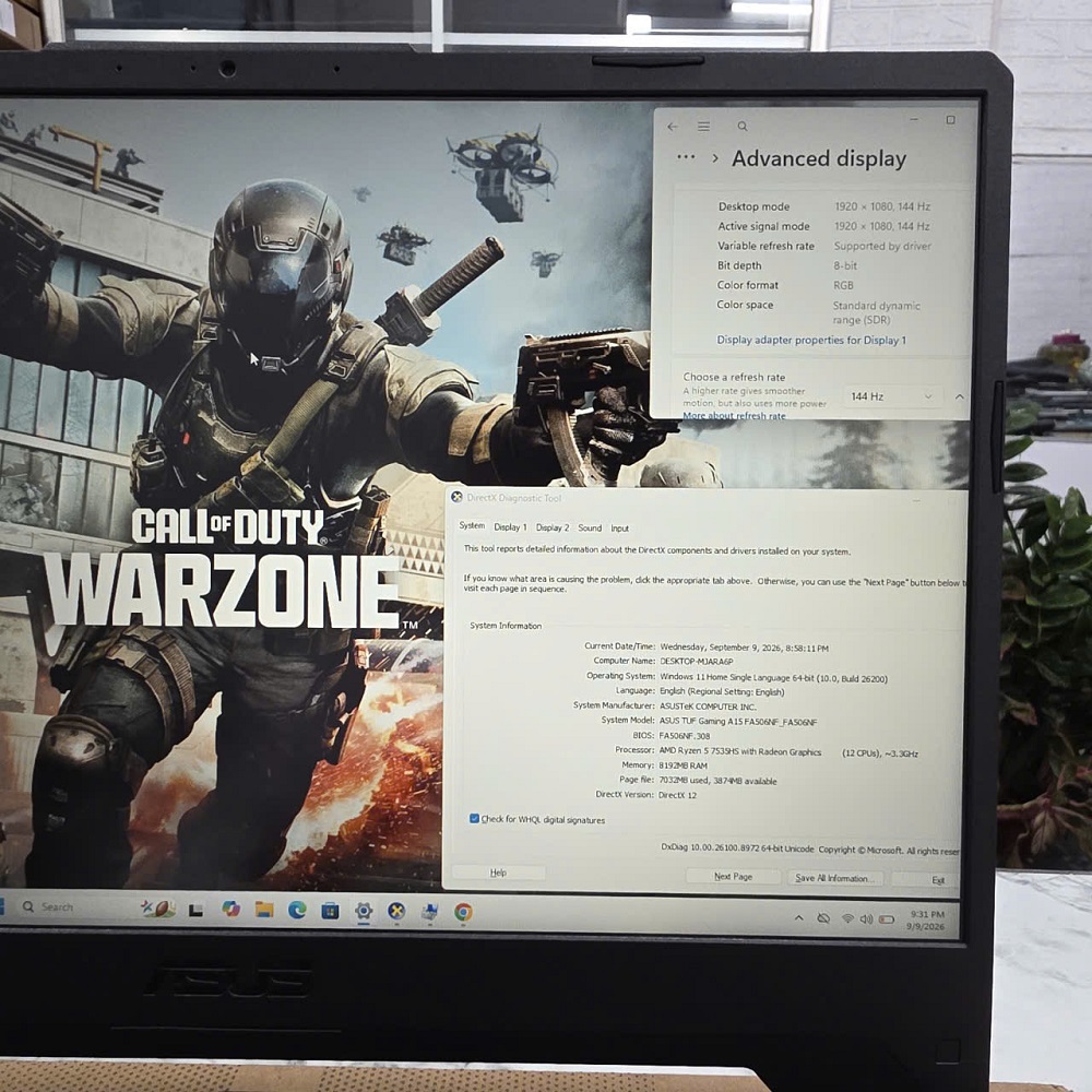 Gaming - Đồ Họa ASUS TUF A15 FA506NF RYZEN 5-7535HS RAM 8GB SSD 512GB RTX 2050 4GB MÀN HÌNH : 15.6 INCH IPS 144Hz