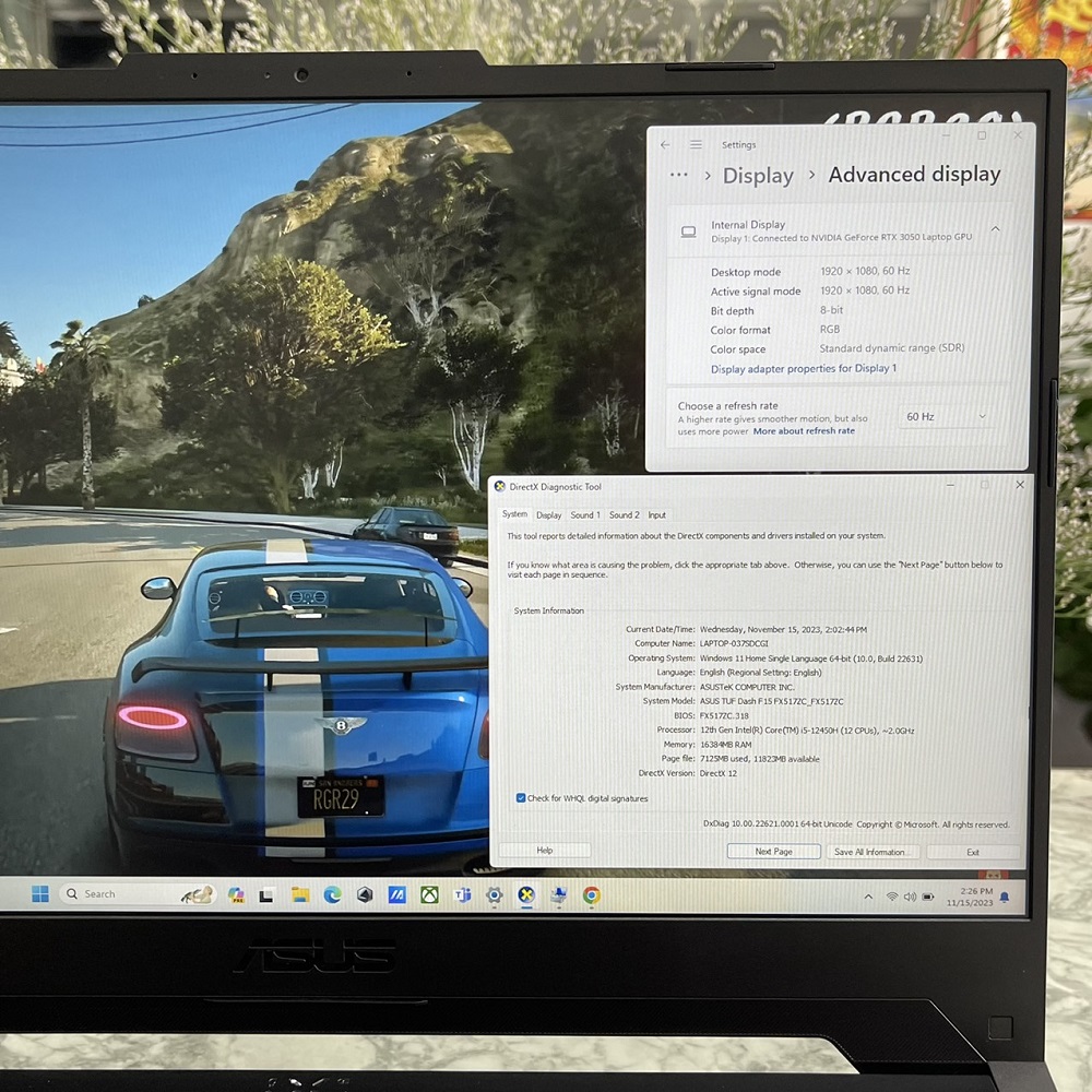 Gaming - Đồ Họa Asus TUF Dash F15 FX517ZC CORE I5-12450H RAM 16GB SSD 512GB RTX 3050 (4GB) MÀN HÌNH : 15.6 Inch IPS 144Hz