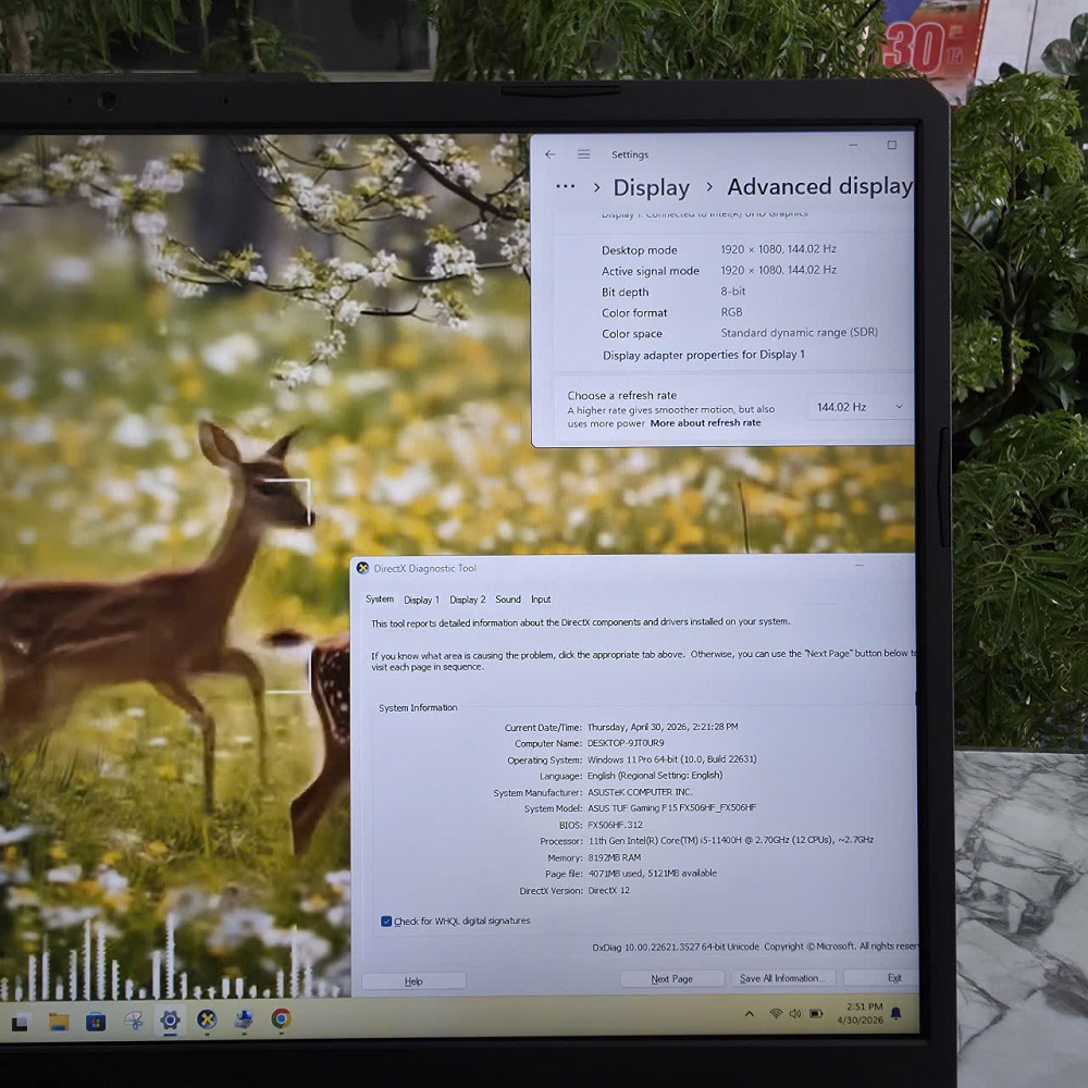 Gaming - Đồ Họa Asus TUF F15 FX506HF CORE I5-11400H RAM 8GB SSD 512GB Vga RTX 2050 4GB MÀN HÌNH : 15.6 Inch IPS 144Hz