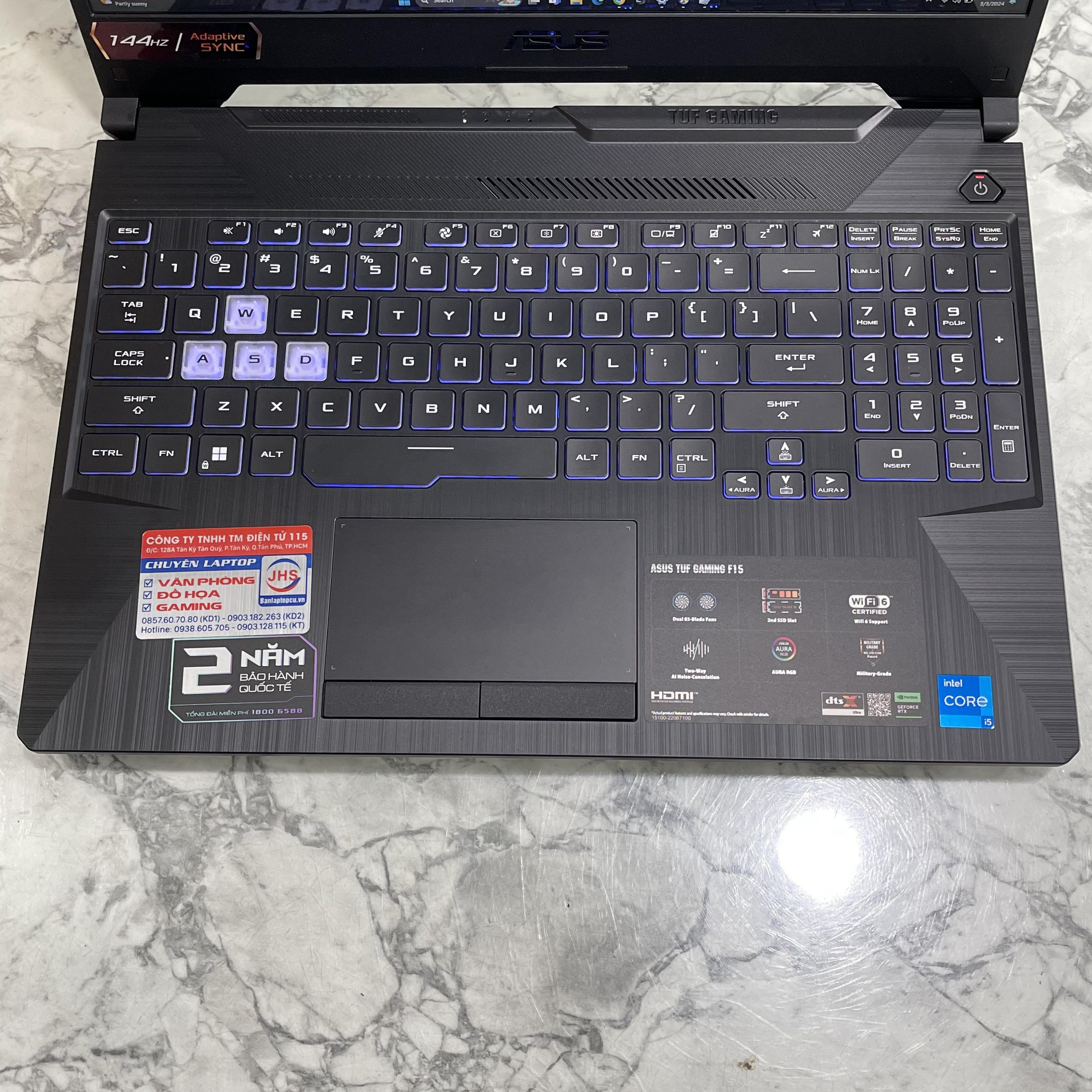  Asus TUF F15 FX506HF (Hàng Likenew-Fullbox-Còn bảo Hành Hãng) Core I5-11260H Ram 16gb Ssd 512gb Vga RTX 2050 4GB  Màn 15.6 Inch IPS 144Hz