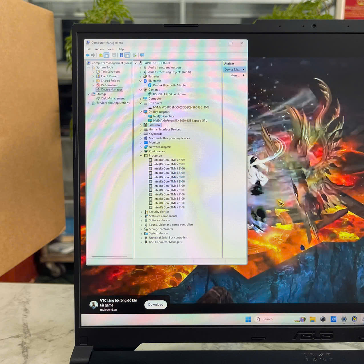 Gaming - Đồ Họa ASUS TUF F16 FX607VJ-RL034W(Máy LikeNew-Full Box-Bảo Hành Hãng) CORE 5 210H RAM 16GB SSD 512GB RTX 3050 6GB MÀN HÌNH : 16" FHD+ 144Hz