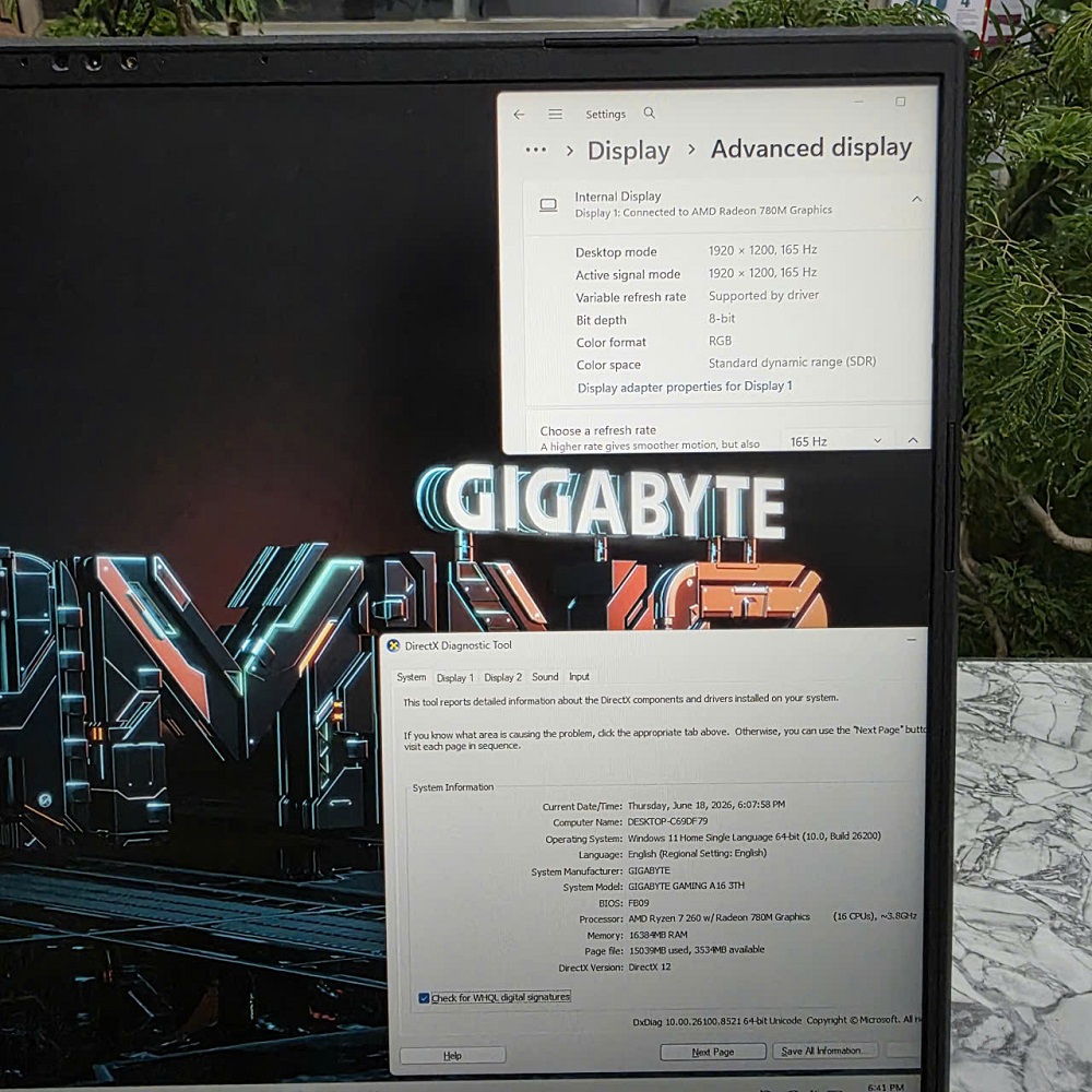 Gaming - Đồ Họa Gigabyte A16 GA63H Bảo Hành Hãng RYZEN 7 260 RTX™ 5050 8GB GDDR7 RAM 16GB SSD 512GB MÀN HÌNH : 16" INCH IPS WUXGA 165Hz, 300nits