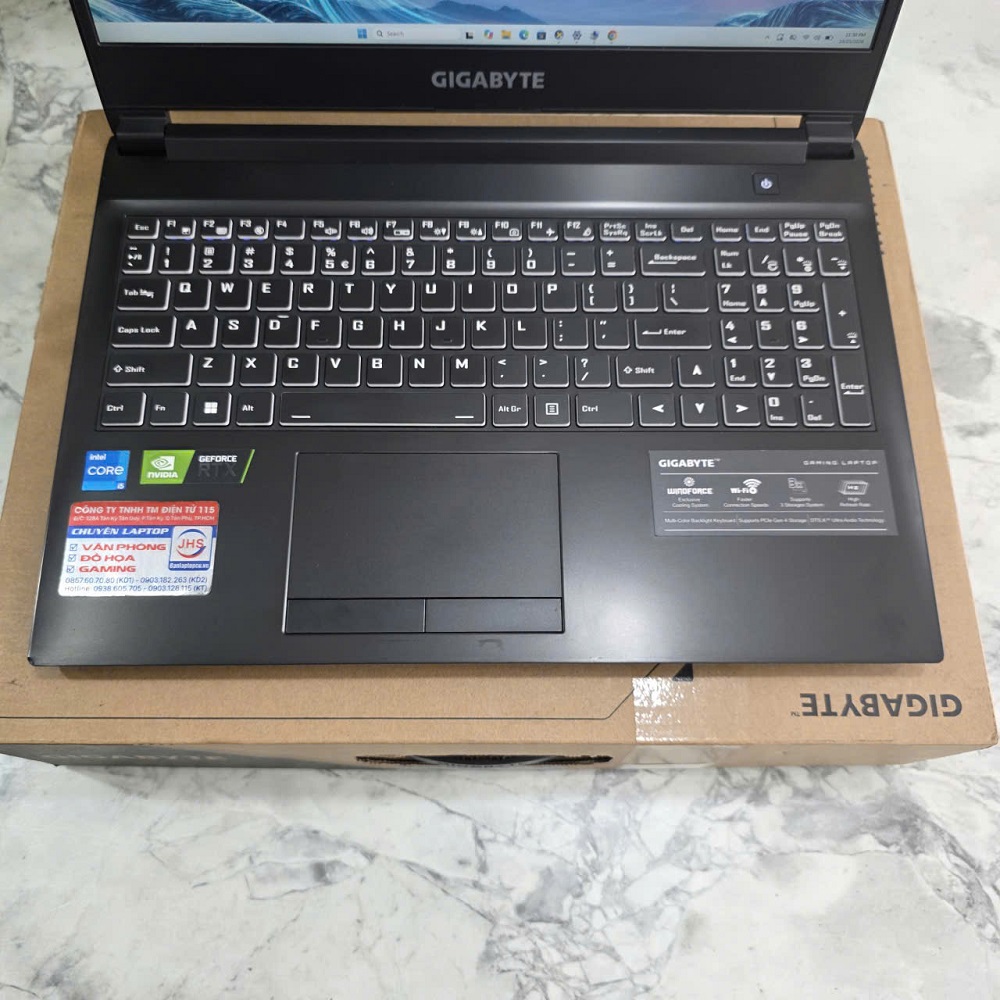 Gaming - Đồ Họa Gigabyte G5 GD-AX201NGW CORE I5-11400H RAM 16GB SSD 512GB RTX 3050 4GB GDDR6 MÀN HÌNH : 15.6'' IPS 144Hz