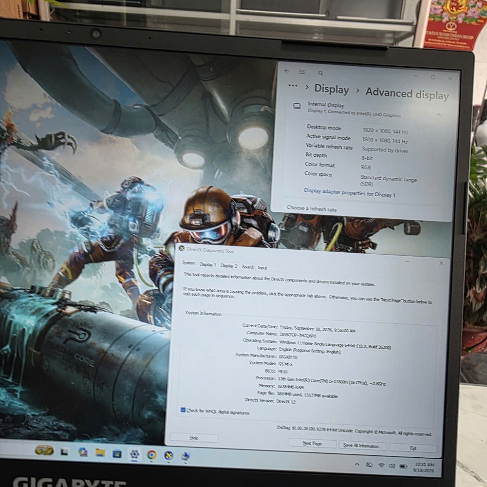 Gaming - Đồ Họa Gigabyte G5 MF5-AX211NGW BHH 6/2027 CORE I5-13500H RAM 16GB SSD 512GB RTX 4050 6GB MÀN HÌNH : 15.6'' IPS 144.Hz